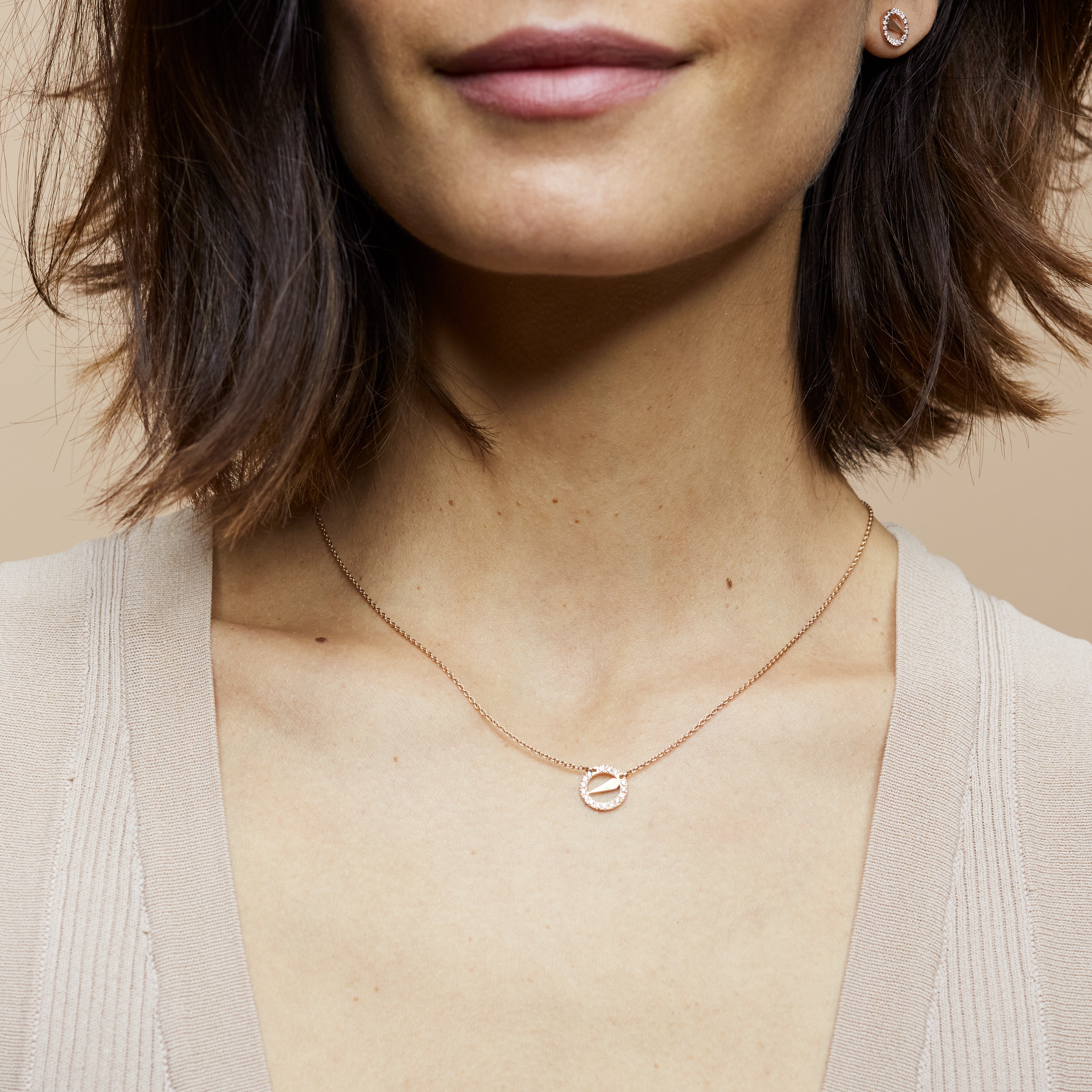 Collier - Pétale - Diamants - Or rose