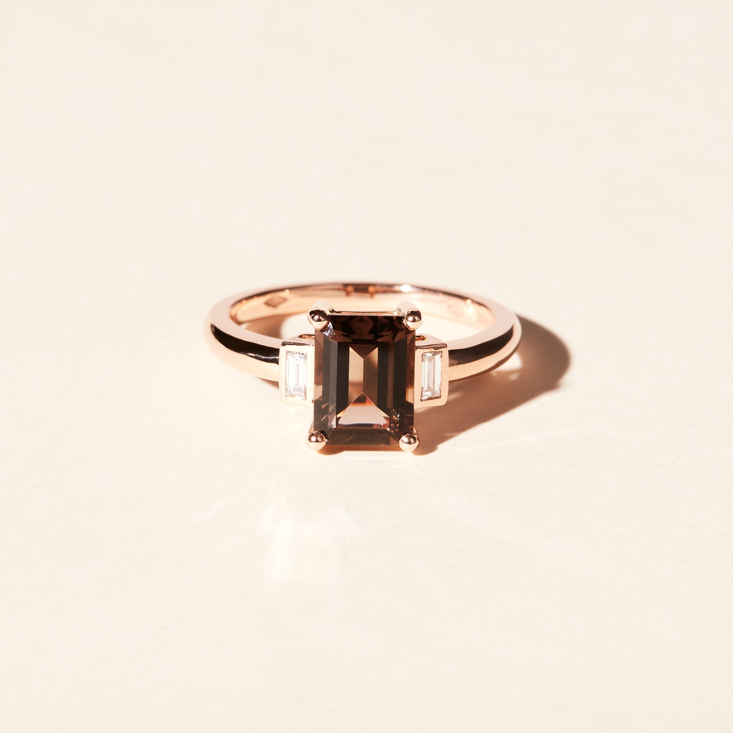 Bague Belo Horizonte quartz brun PM - Or rose