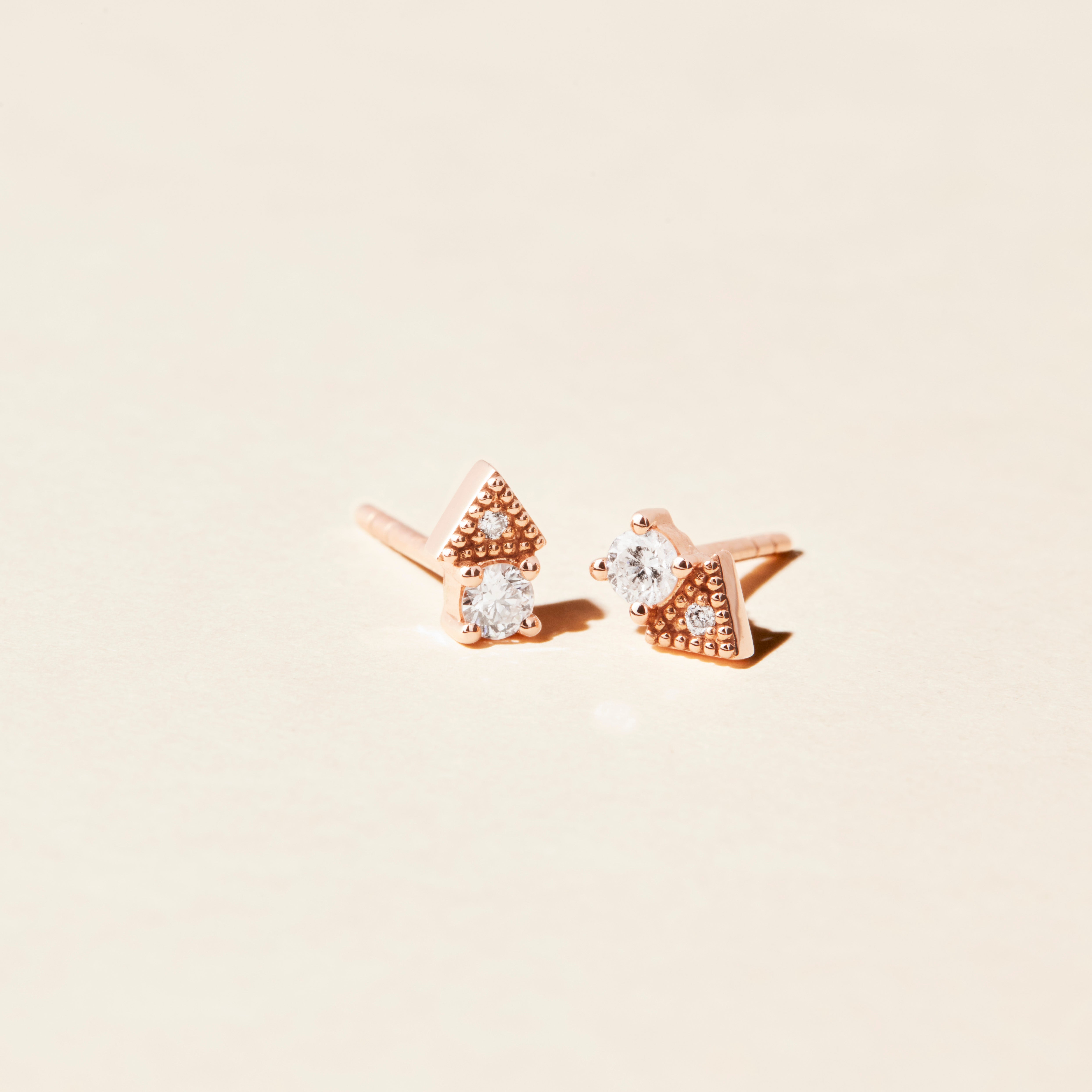 Puces d'oreilles - Brooklyn - Diamants - Or rose