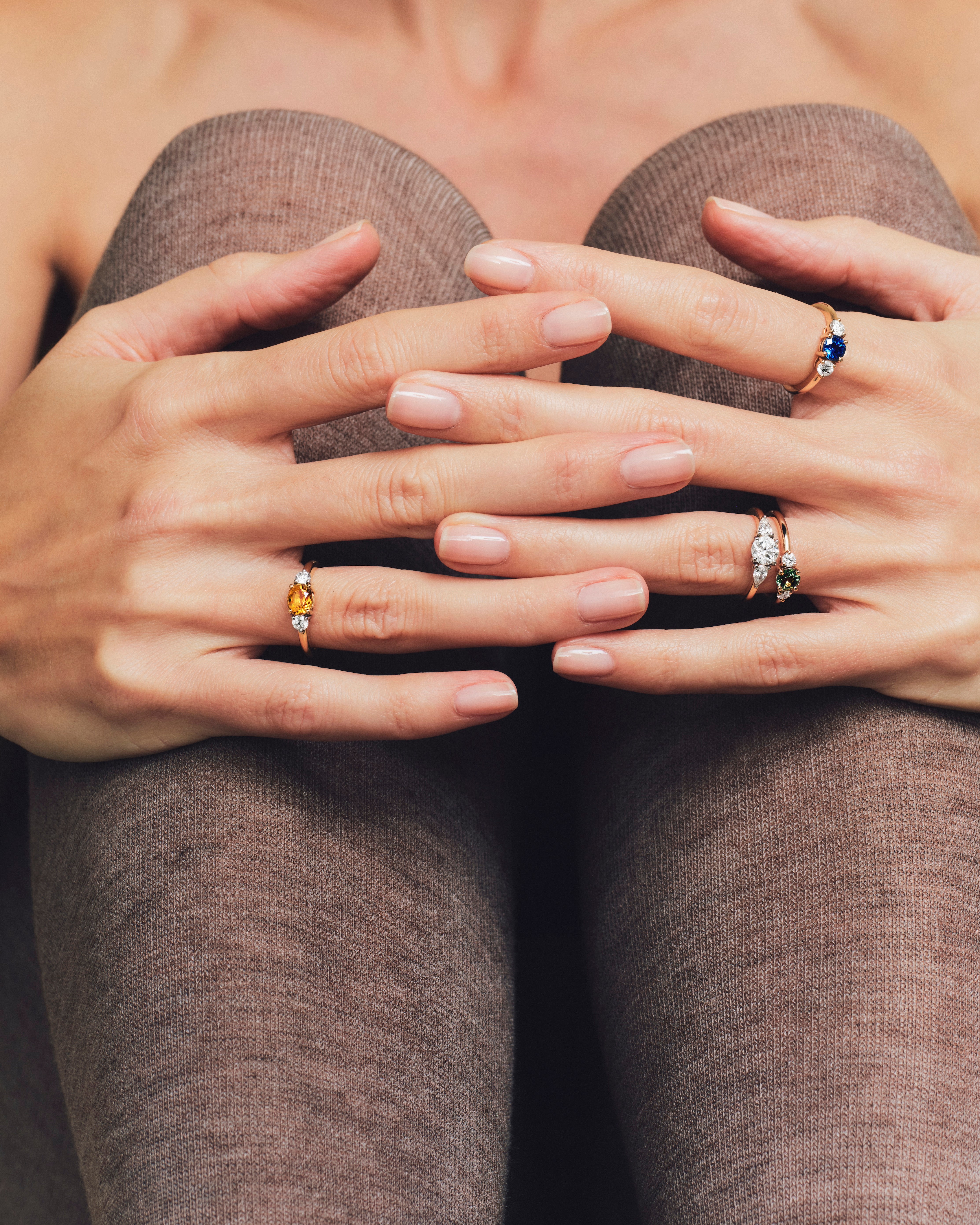 Bague Bahia saphir vert et diamants PM - Or rose