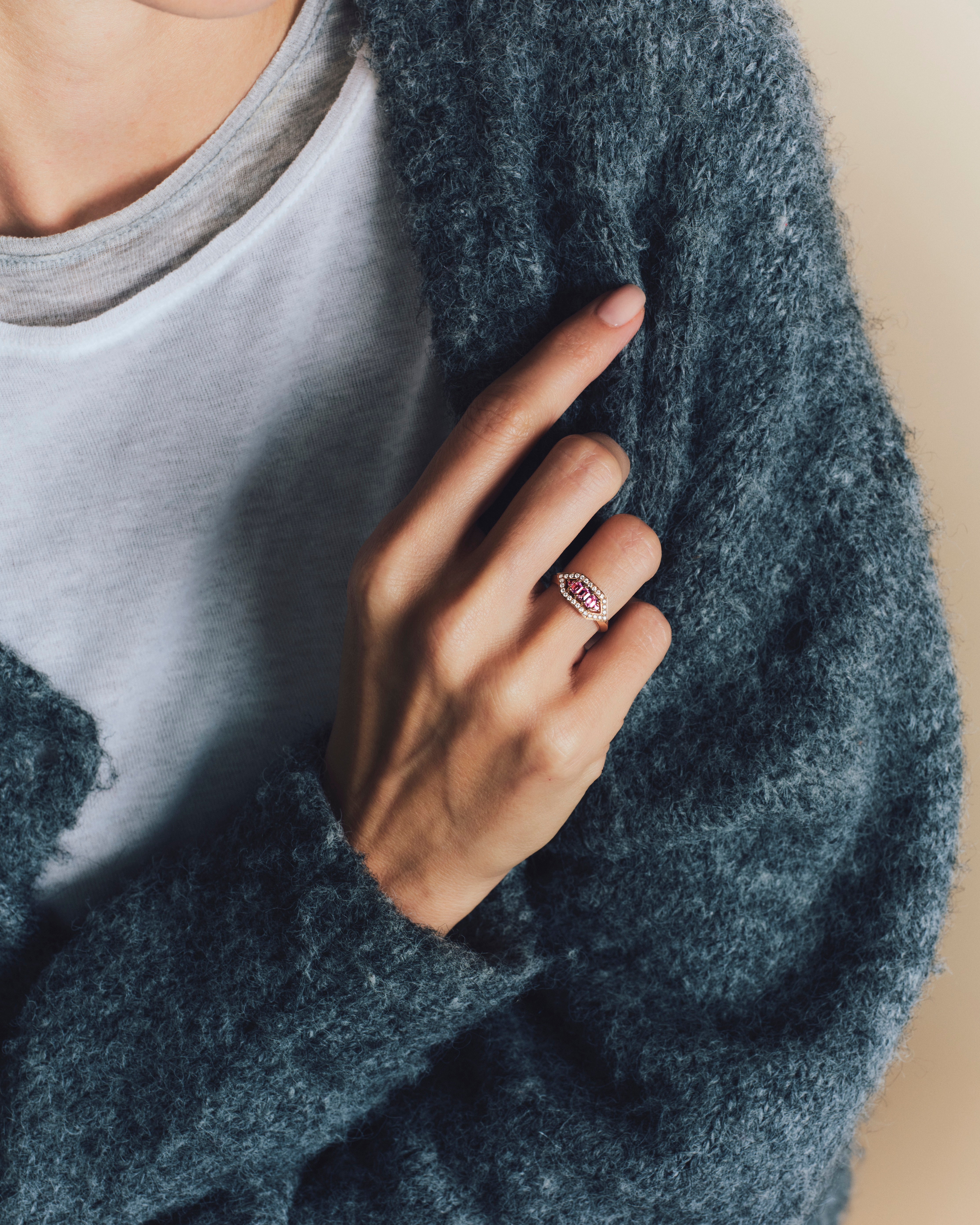 Bague Brooklyn saphirs roses - Or rose