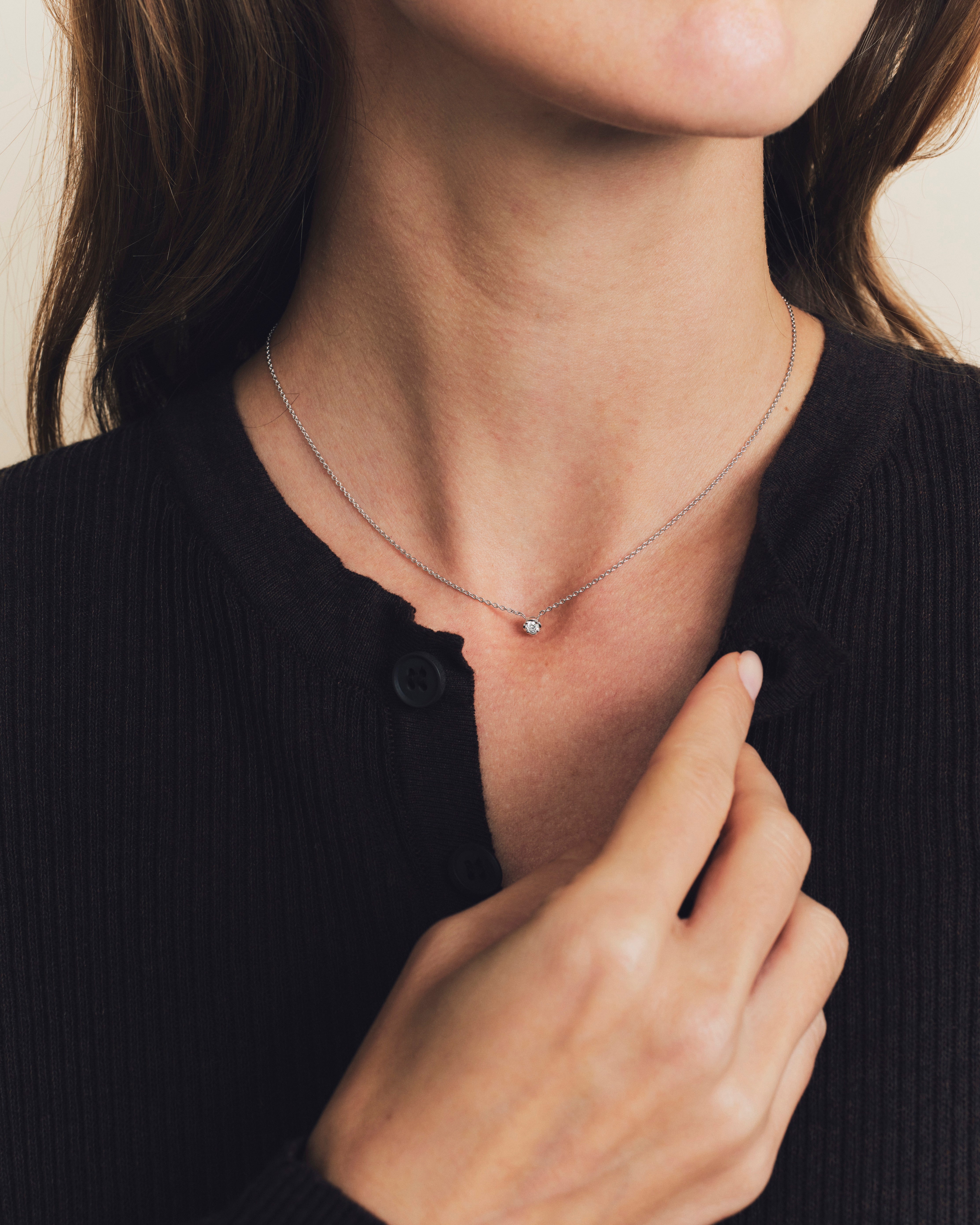 Collier - Serti Pérouse - Diamant Baby - Or blanc