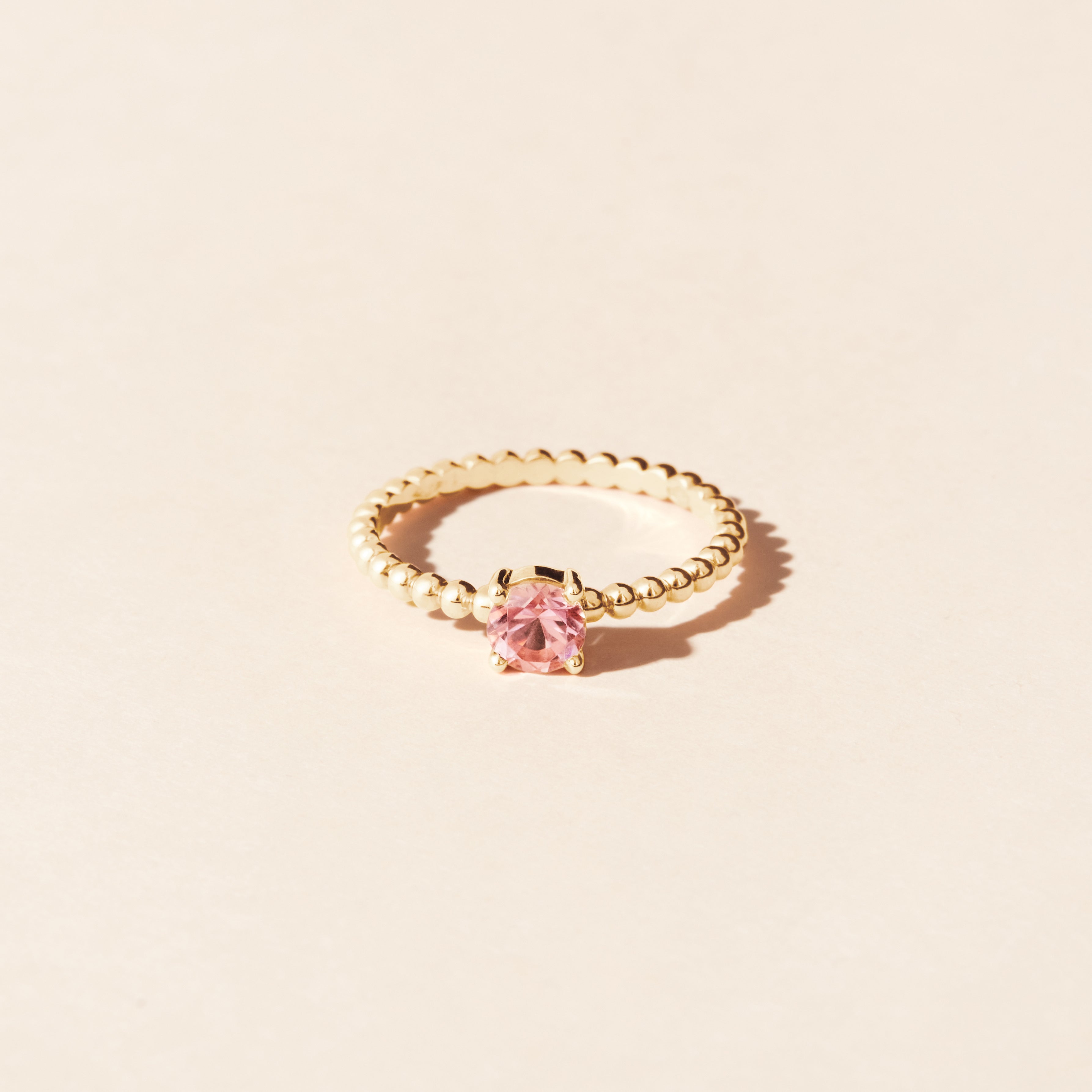 Alma Solitaire Ring in Pink Tourmaline - Yellow Gold