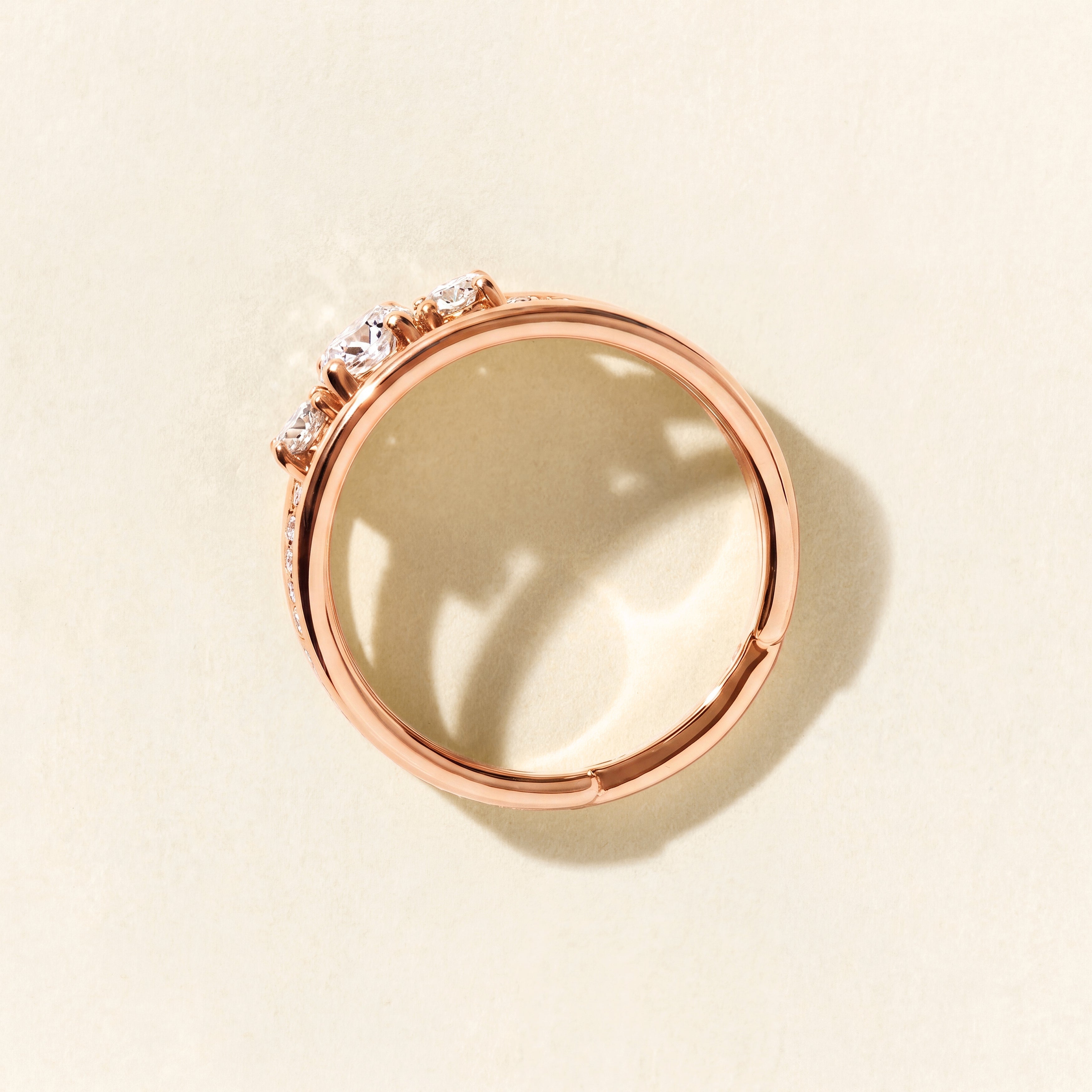 Bague Alma Trio diamants ovales 0.50 carat - Or rose