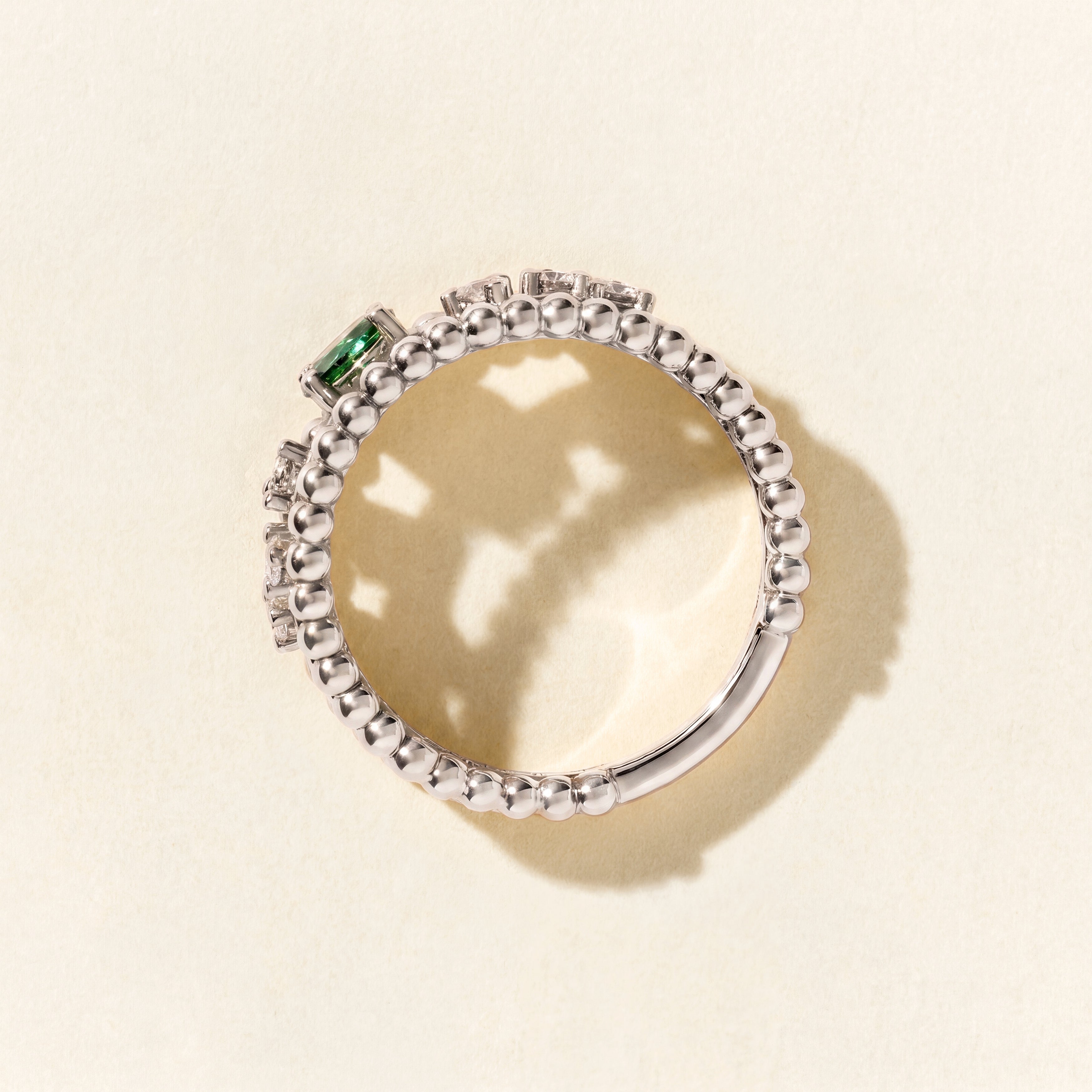 Bague Alma Trio émeraude et diamants PM - Or blanc