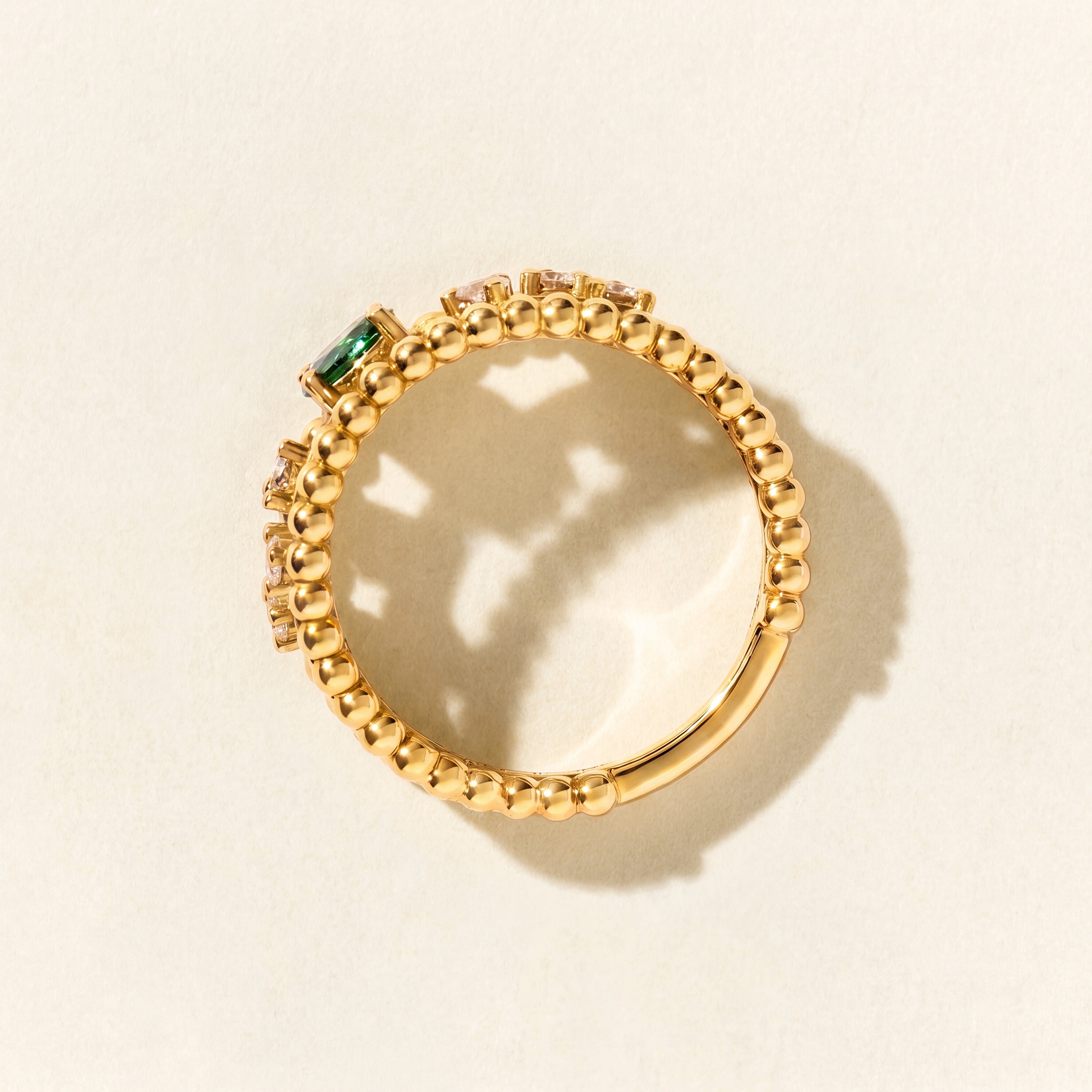 Bague Alma Trio émeraude et diamants PM - Or jaune