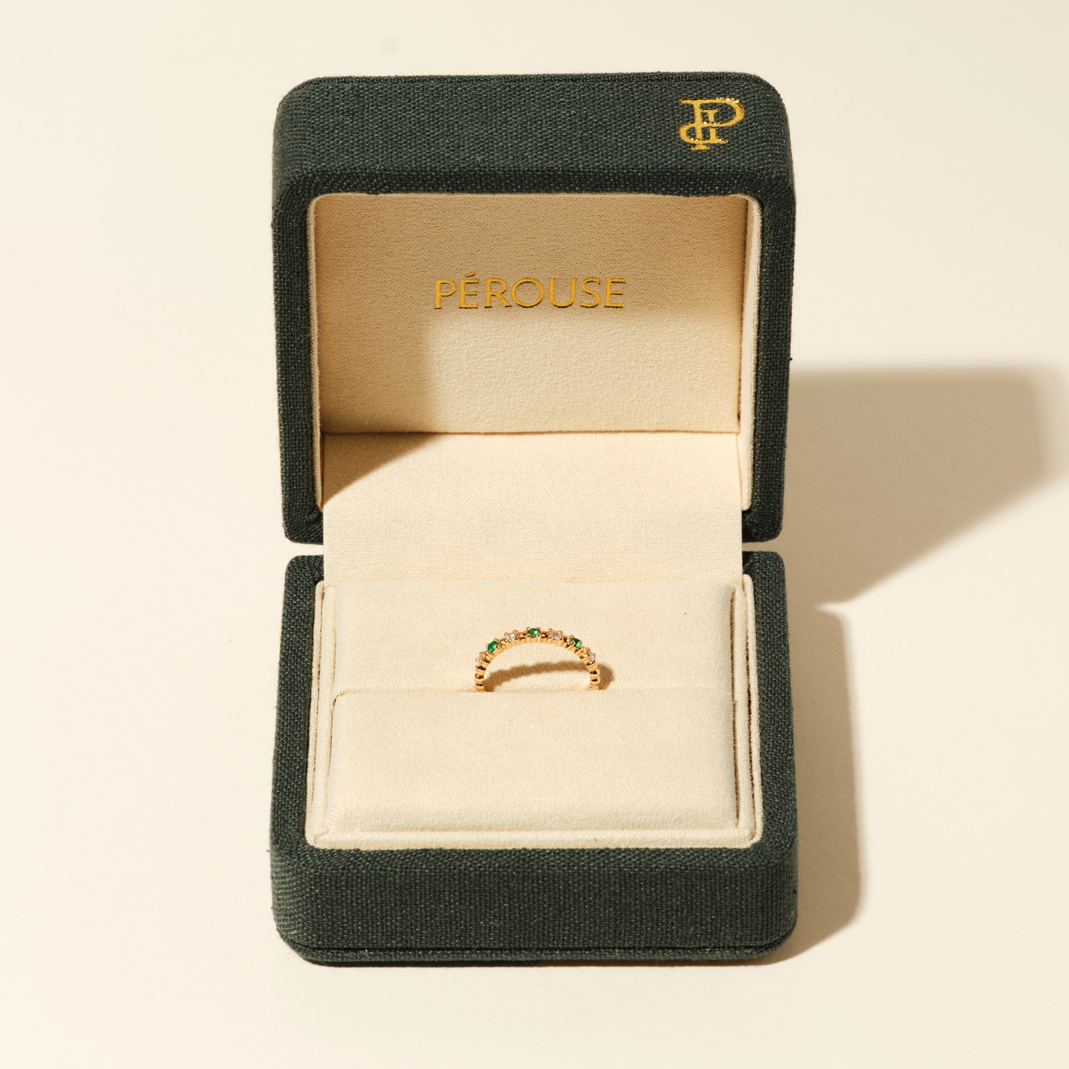 Bague Alma Baby émeraudes et diamants - Or jaune