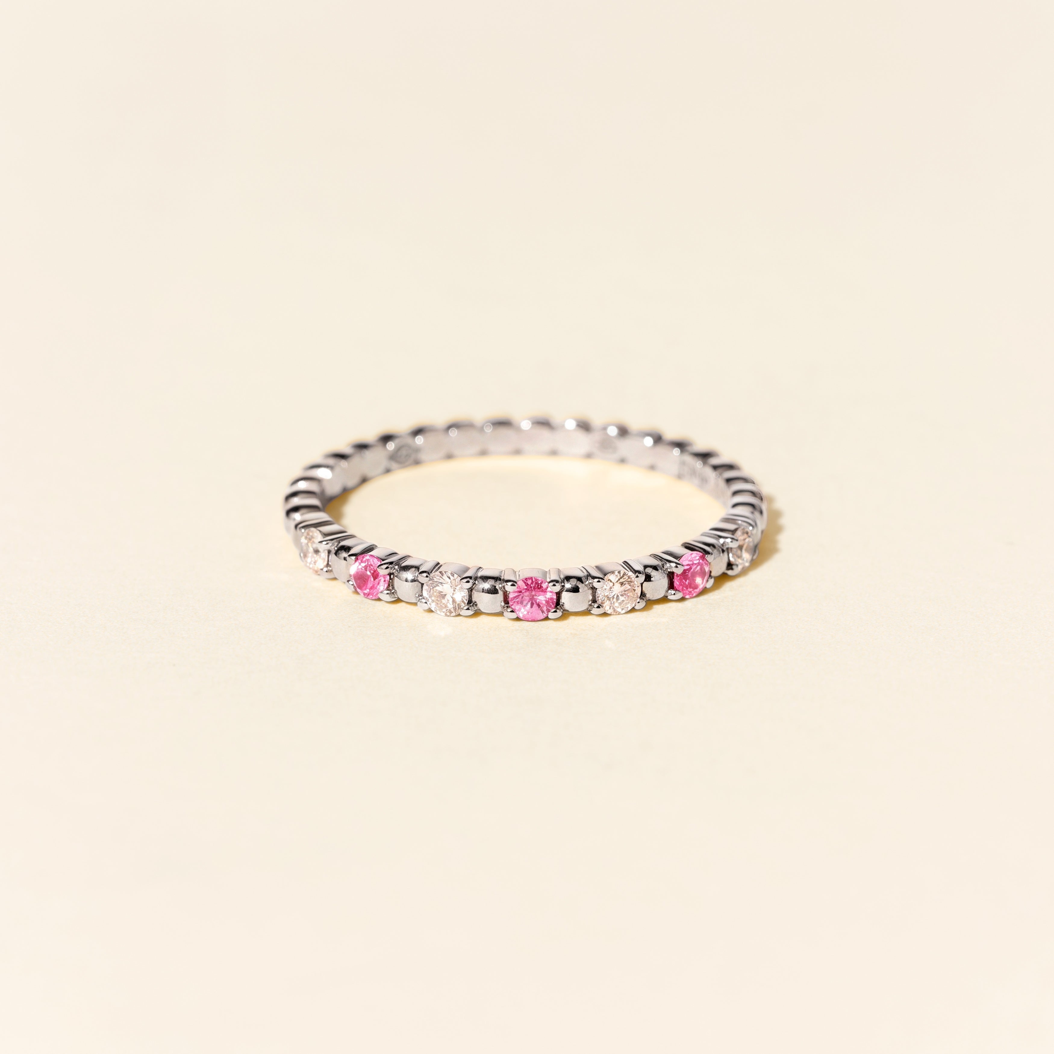 Bague Alma Baby saphir rose et diamants - Or blanc