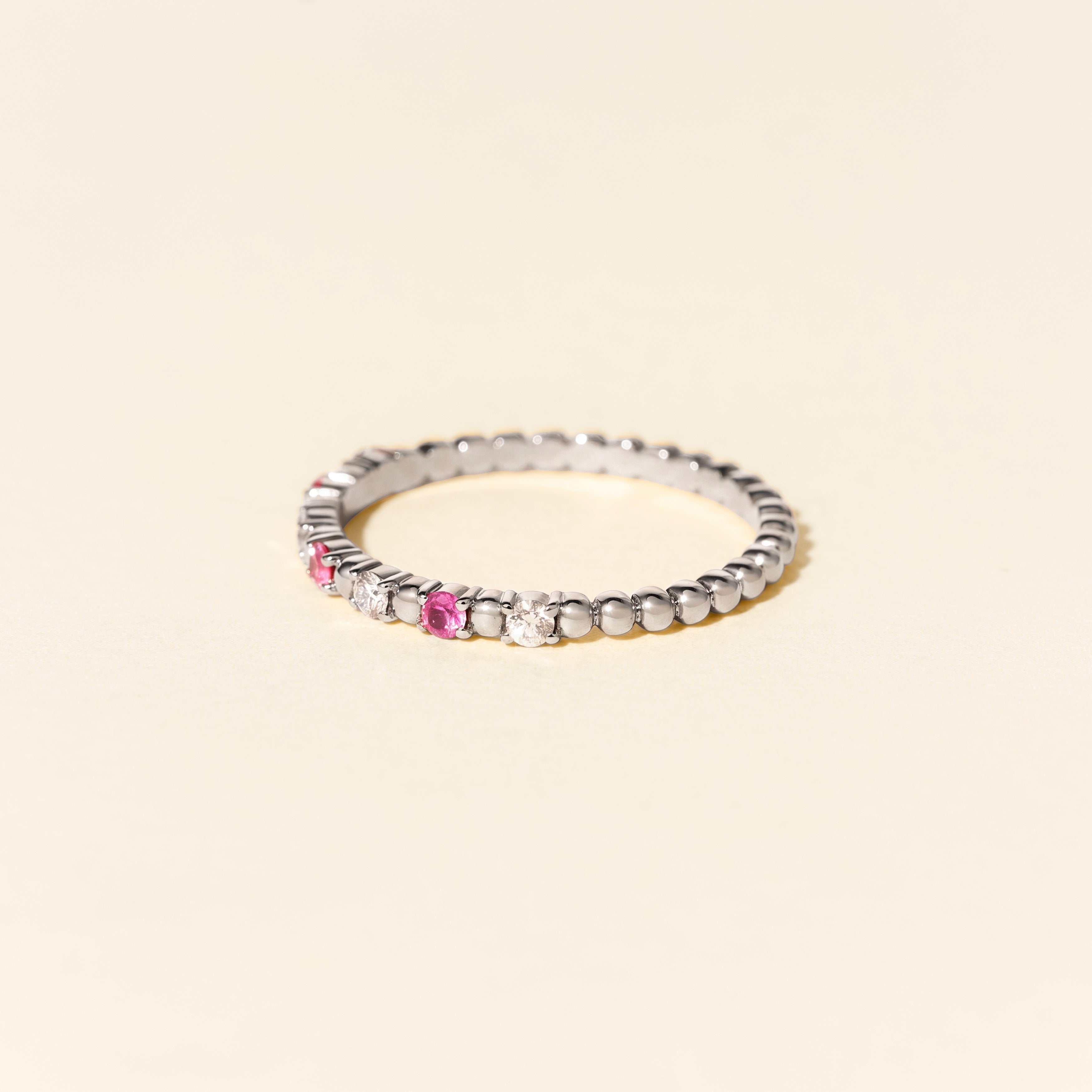 Bague Alma Baby saphir rose et diamants - Or blanc