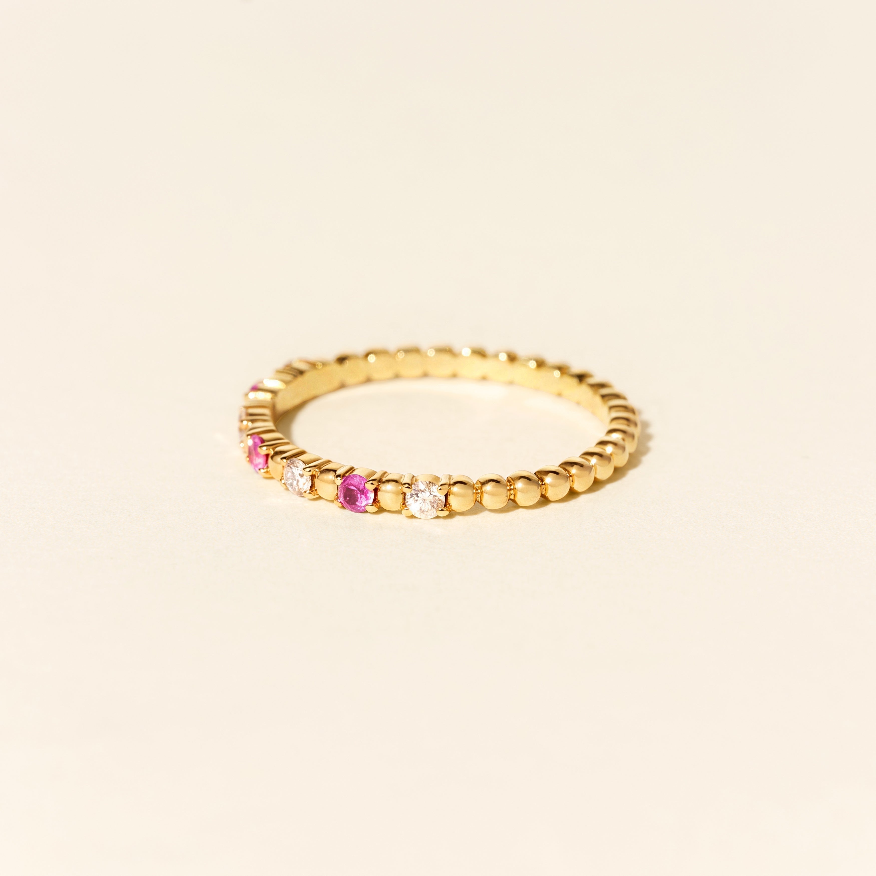 Bague Alma Baby saphir rose et diamants - Or jaune