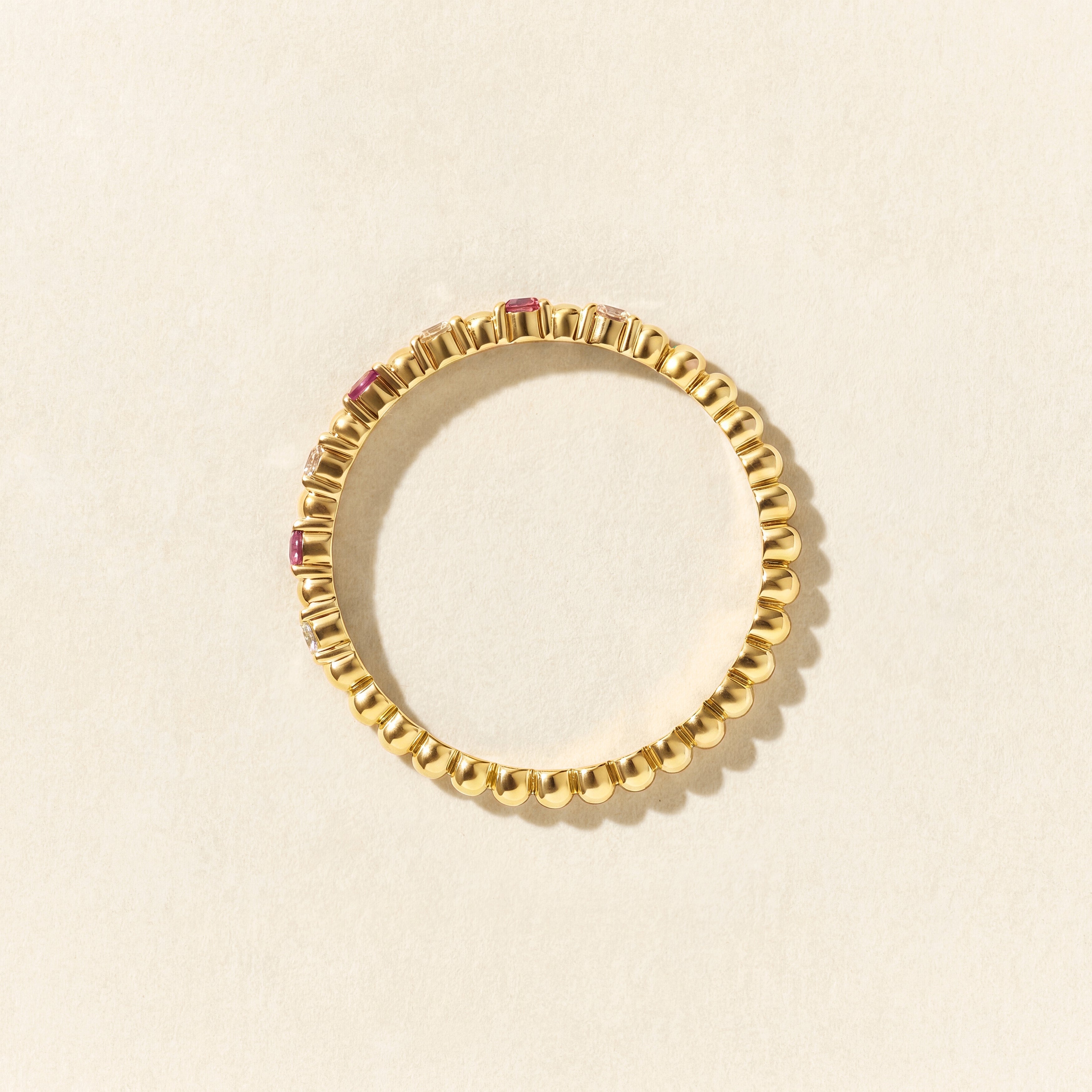 Bague Alma Baby saphir rose et diamants - Or jaune