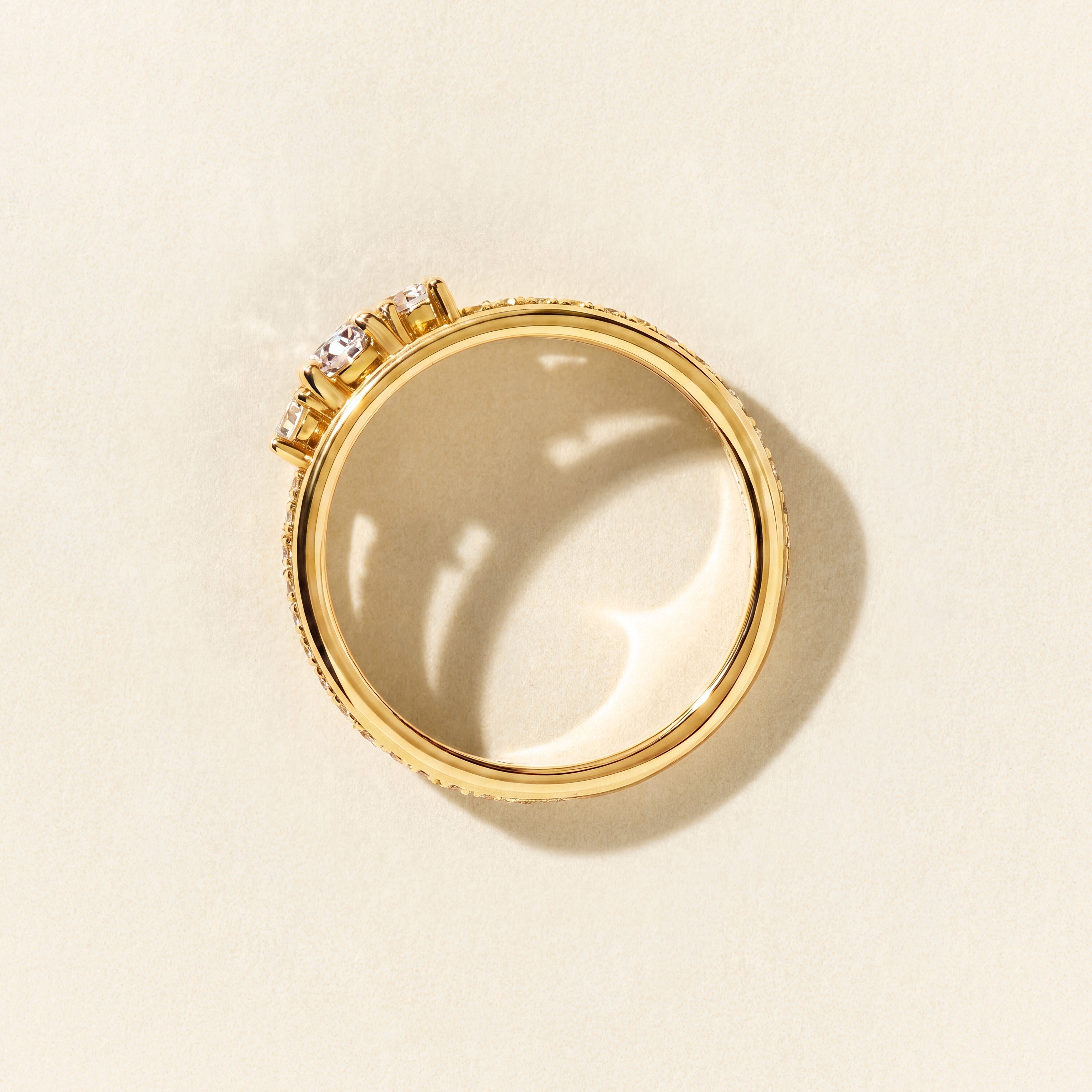 Bague Alma Trio diamants ovales et ronds 0.40 carat - Or jaune