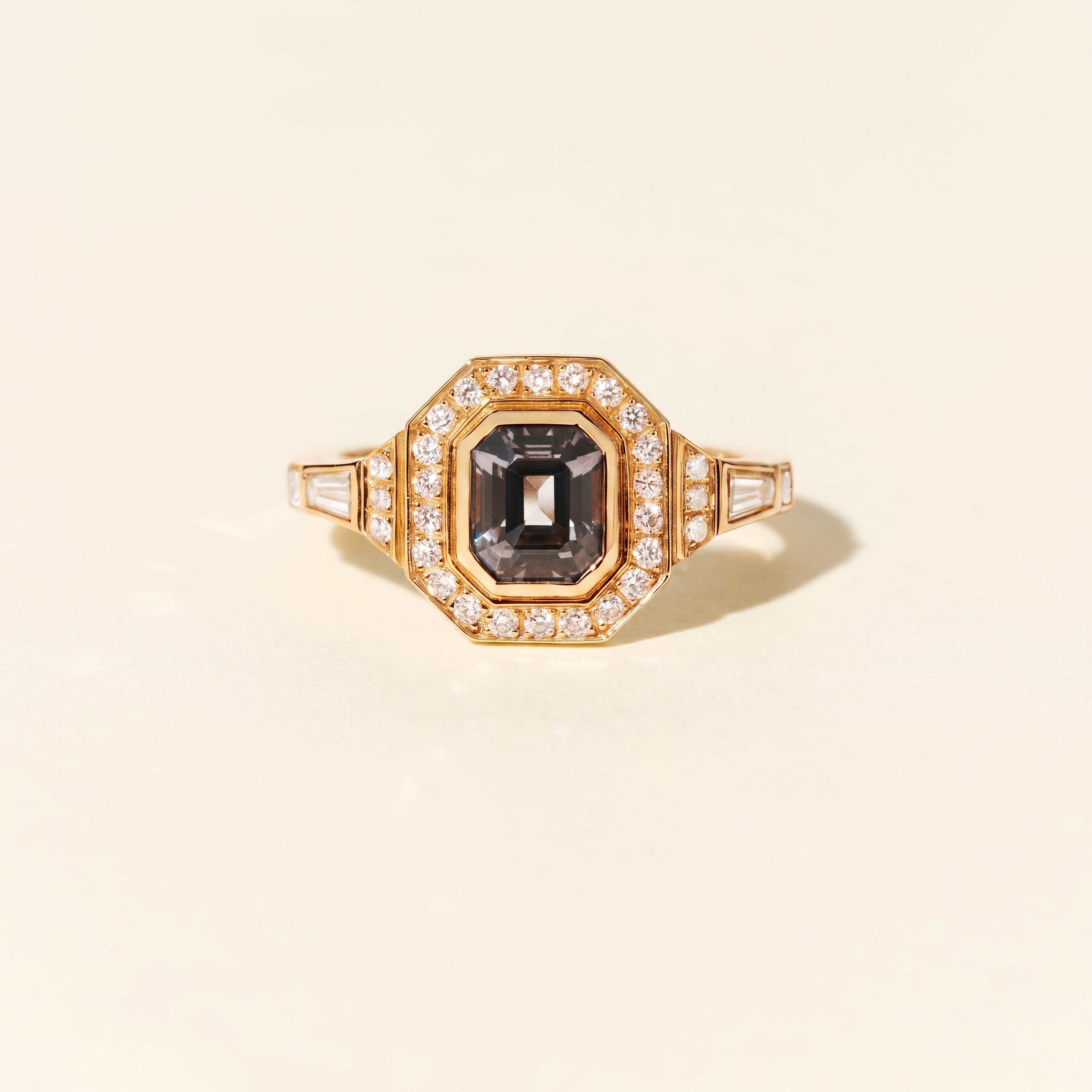 Bague Art déco spinelle et diamants GM - Or jaune