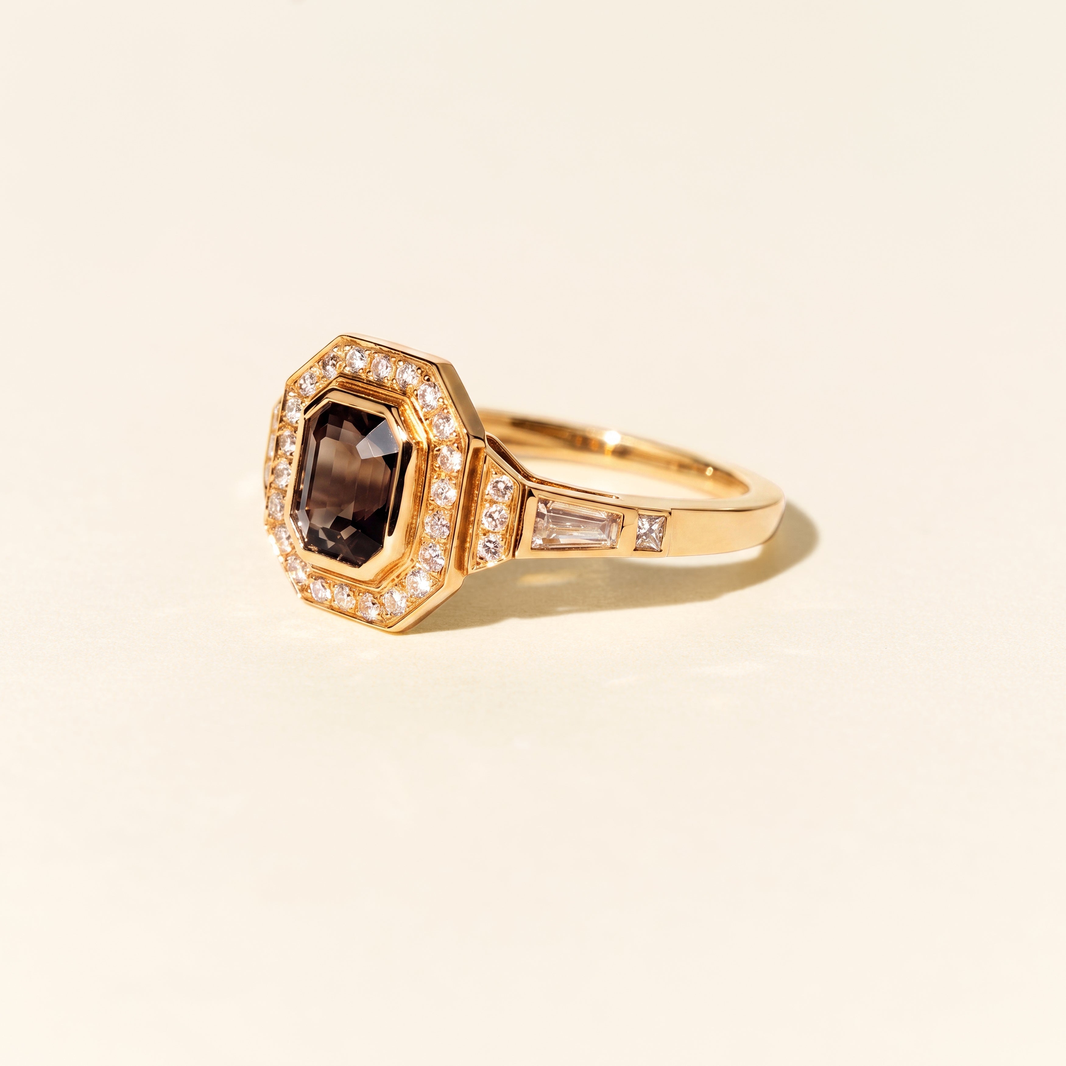 Bague Art déco spinelle et diamants GM - Or jaune