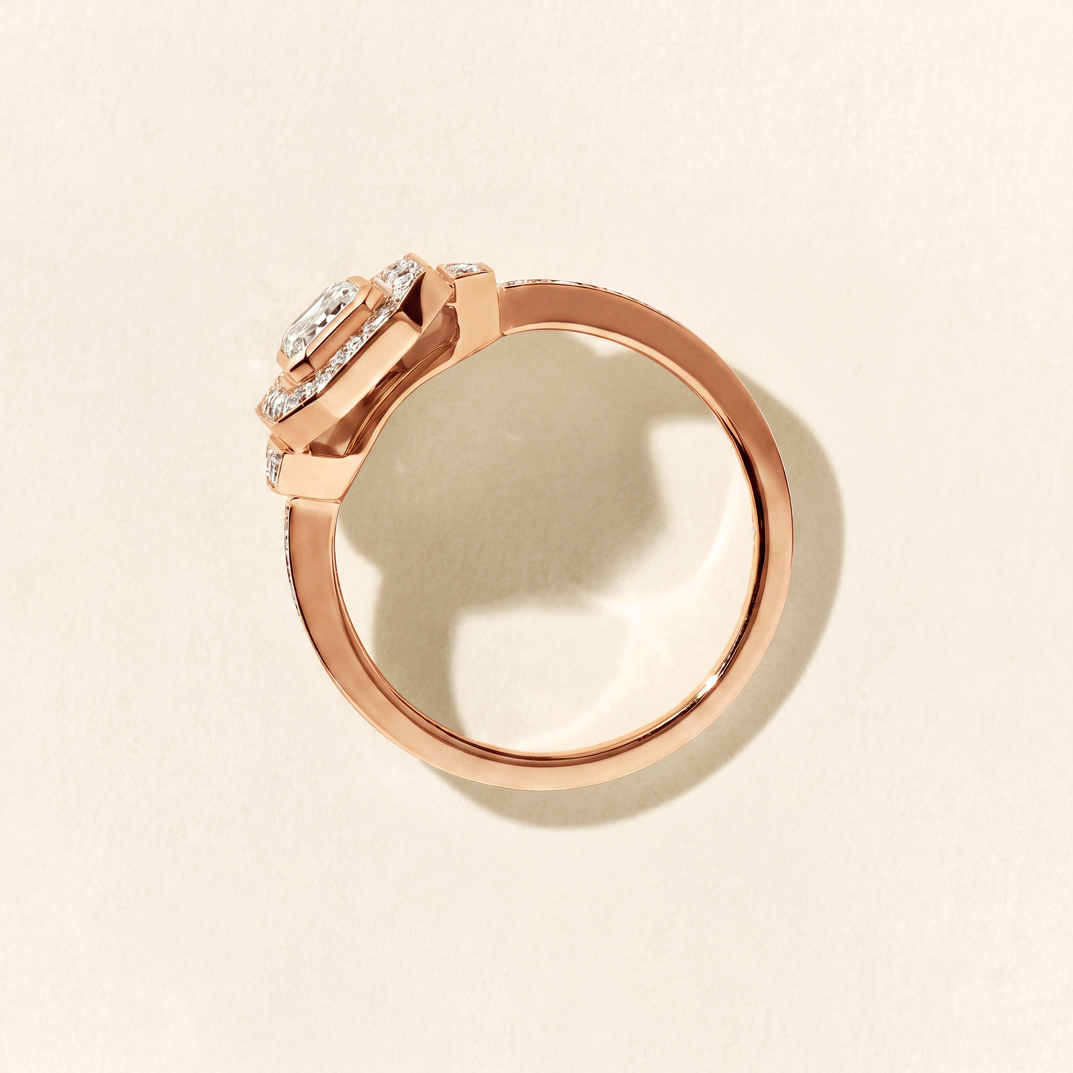 Bague Art déco Signature diamants 0.60 carat - Or rose