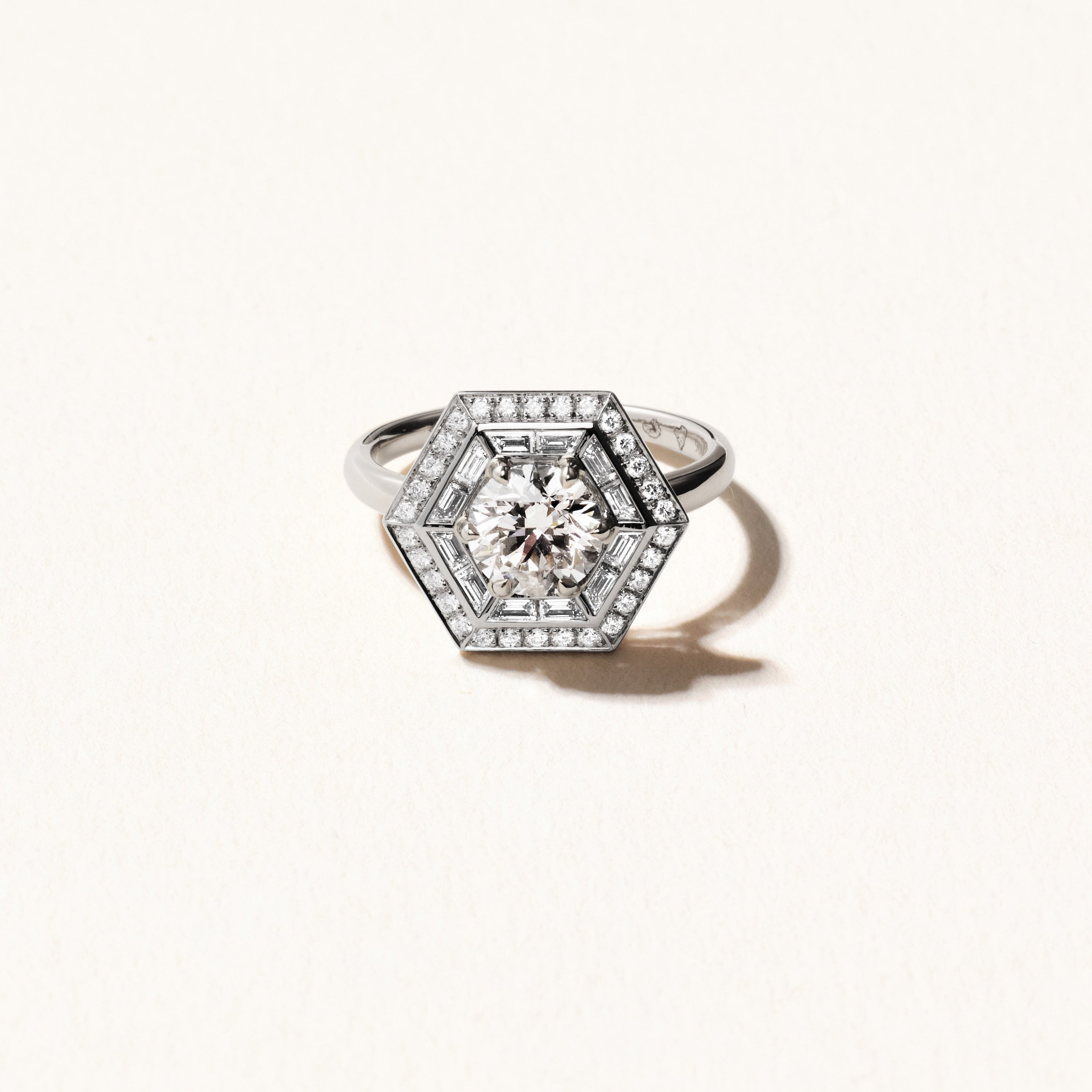 Bague Dallas Hexagon GM 1 carat - Or blanc