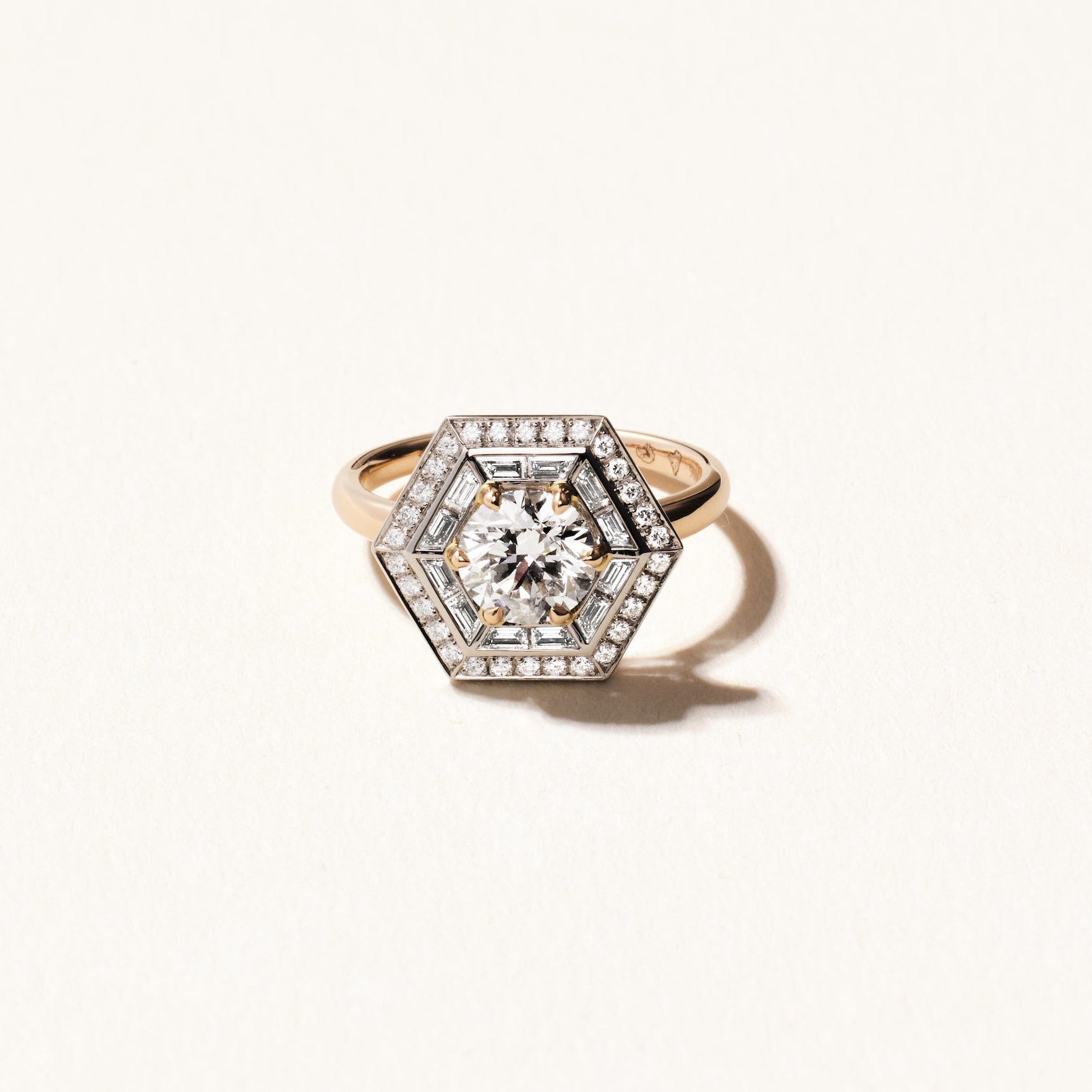 Bague Dallas Hexagon GM 1 carat - Or rose