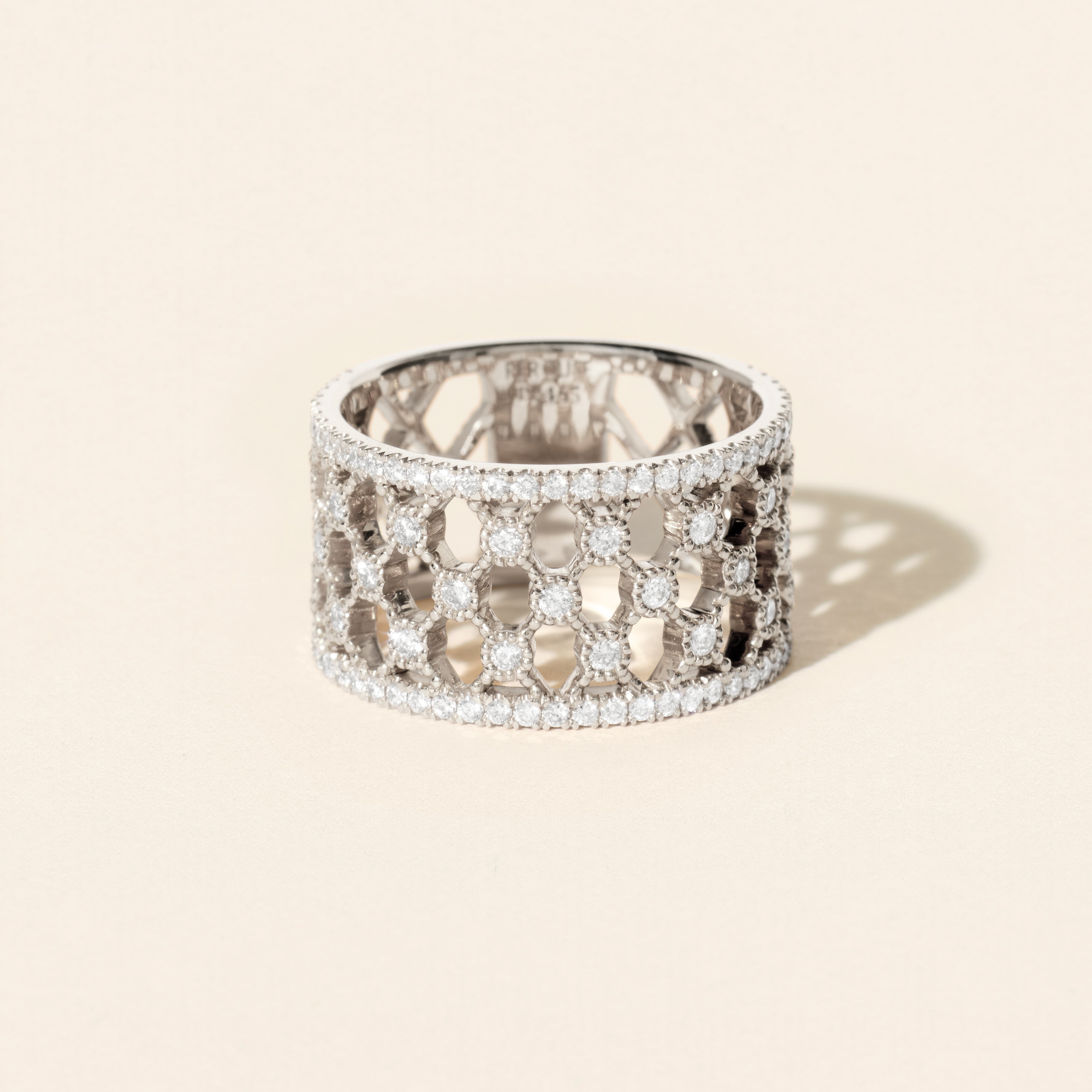 Bague Blanche anneaux diamants micropavage GM - Or blanc