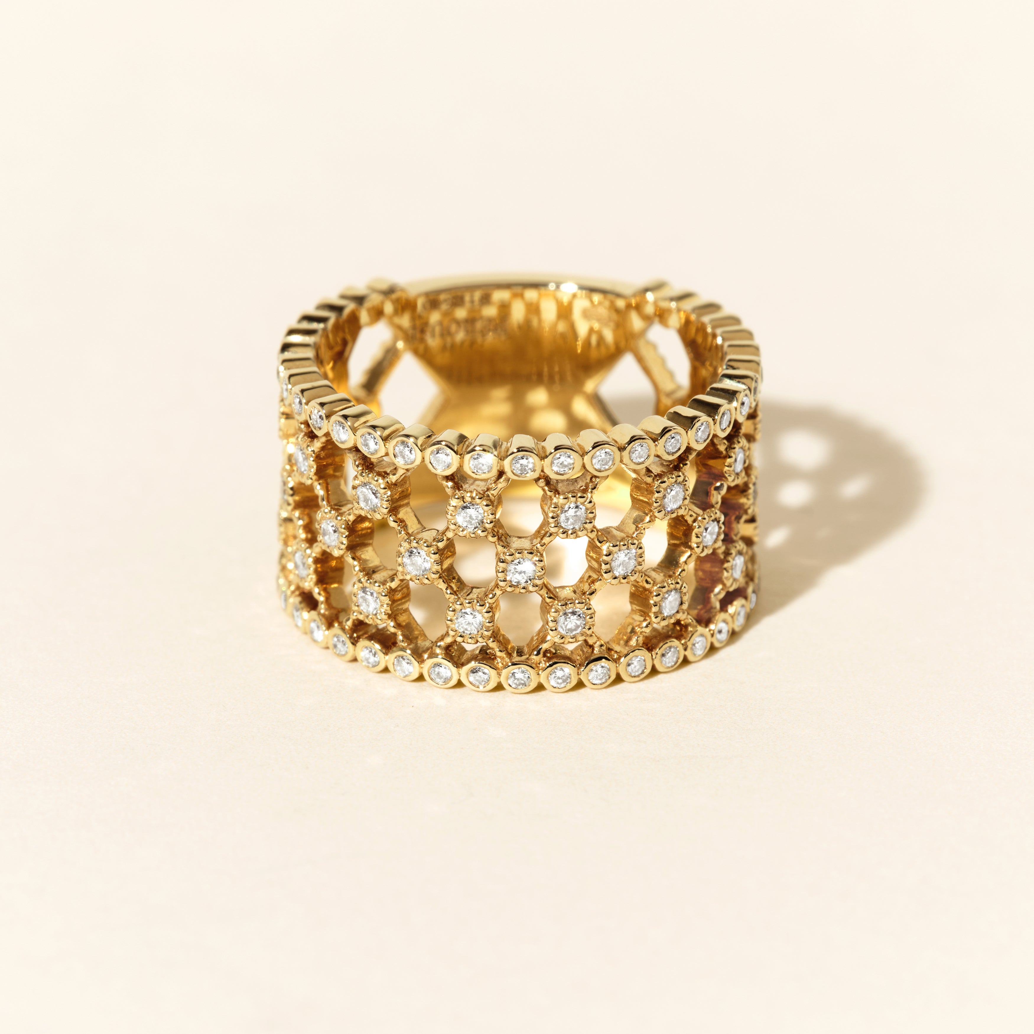 Bague Blanche diamants serti clos - Or jaune