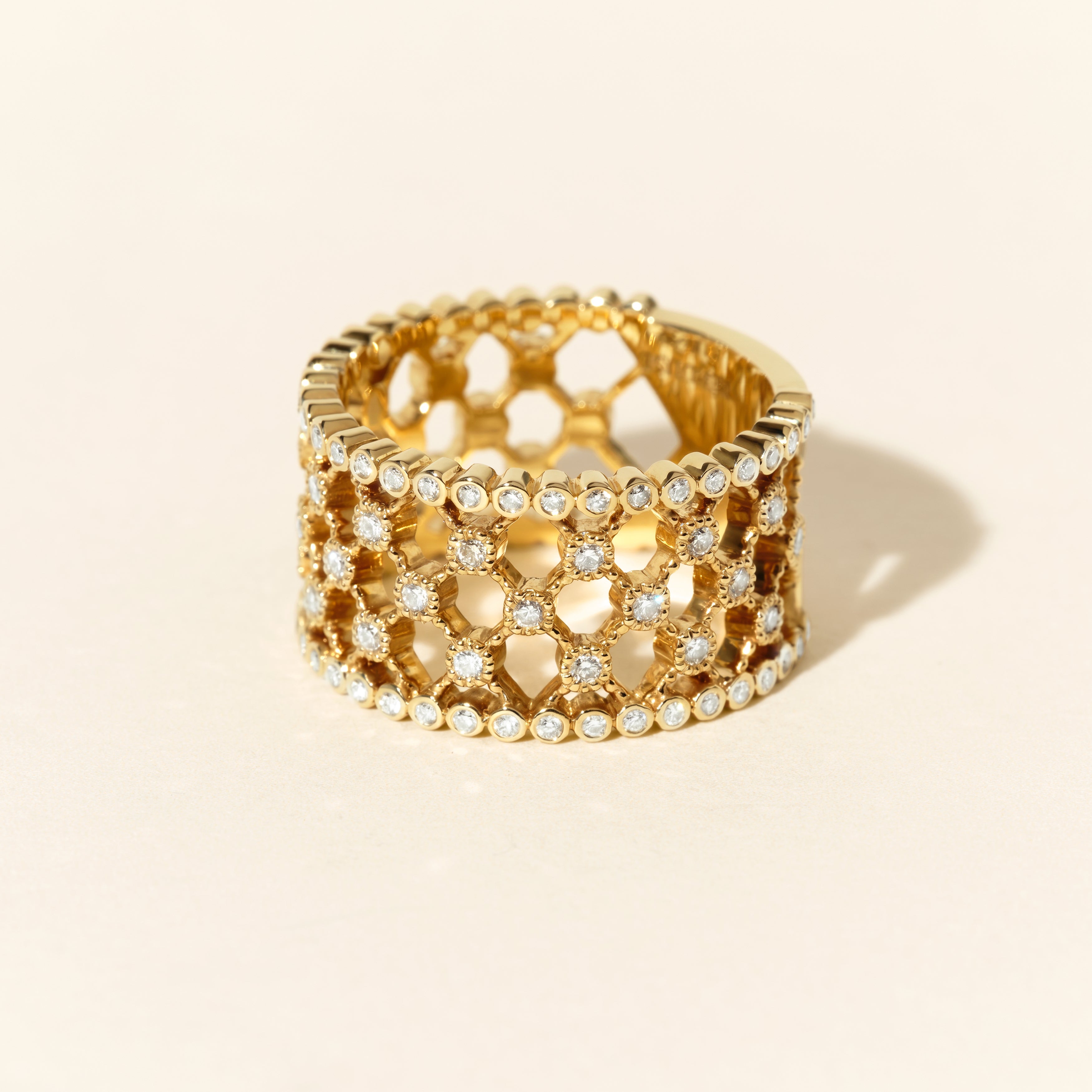 Bague Blanche diamants serti clos - Or jaune