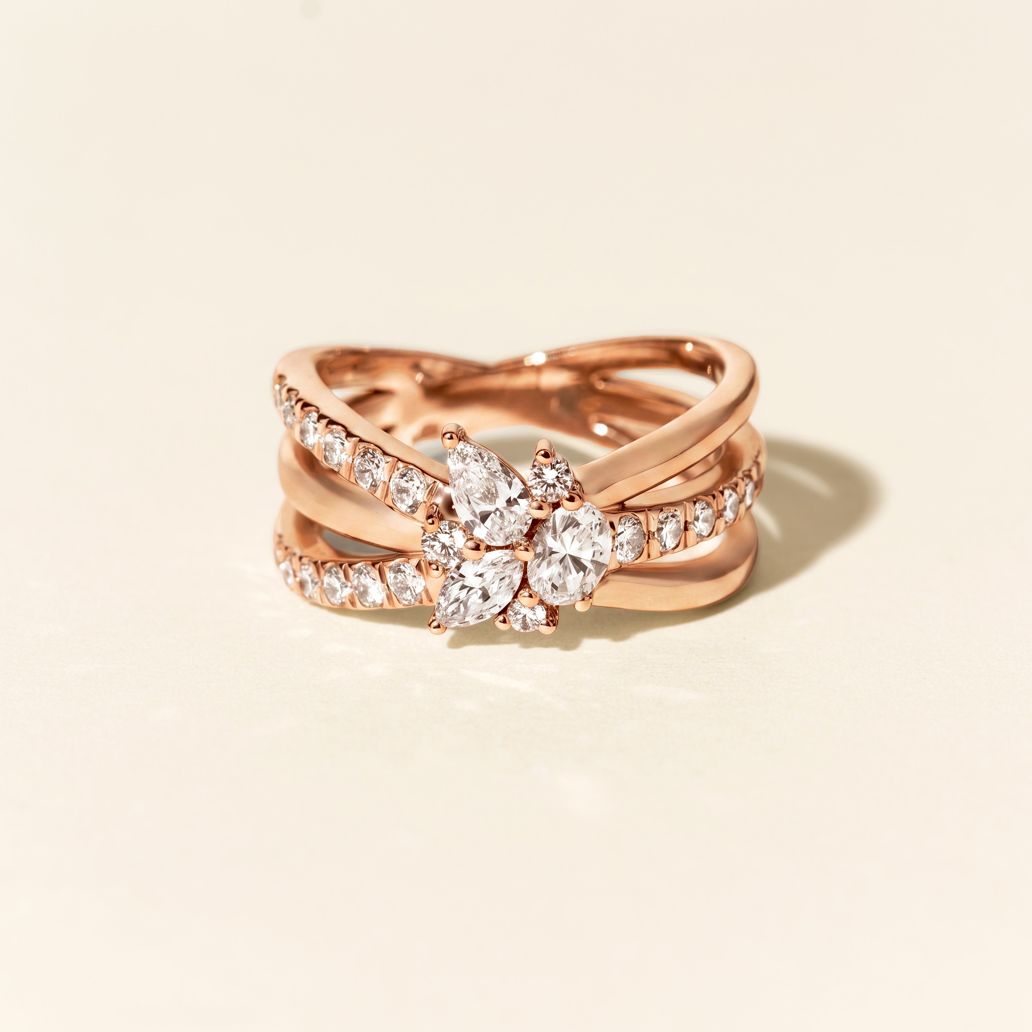 Bague Bouquet Solitaire - Or rose