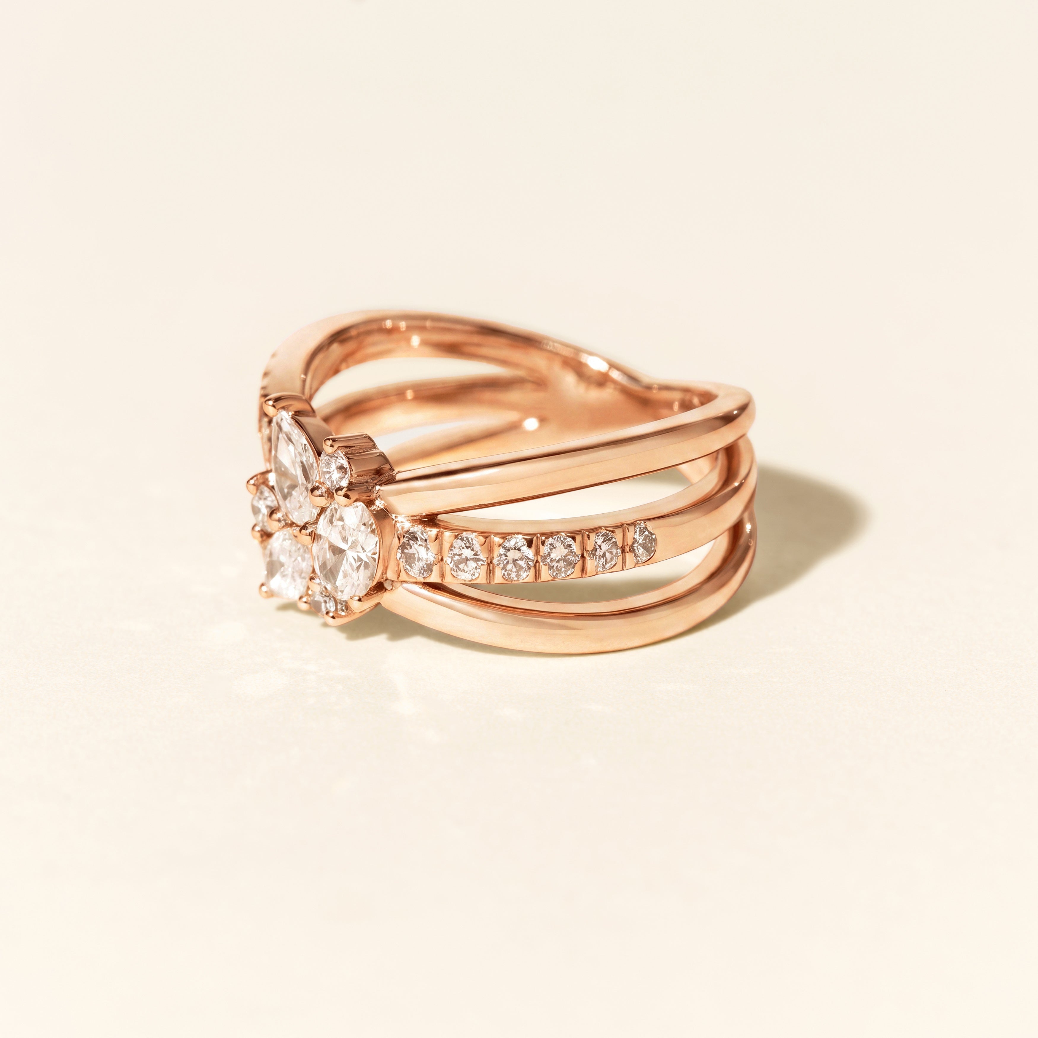 Bague Bouquet Solitaire - Or rose