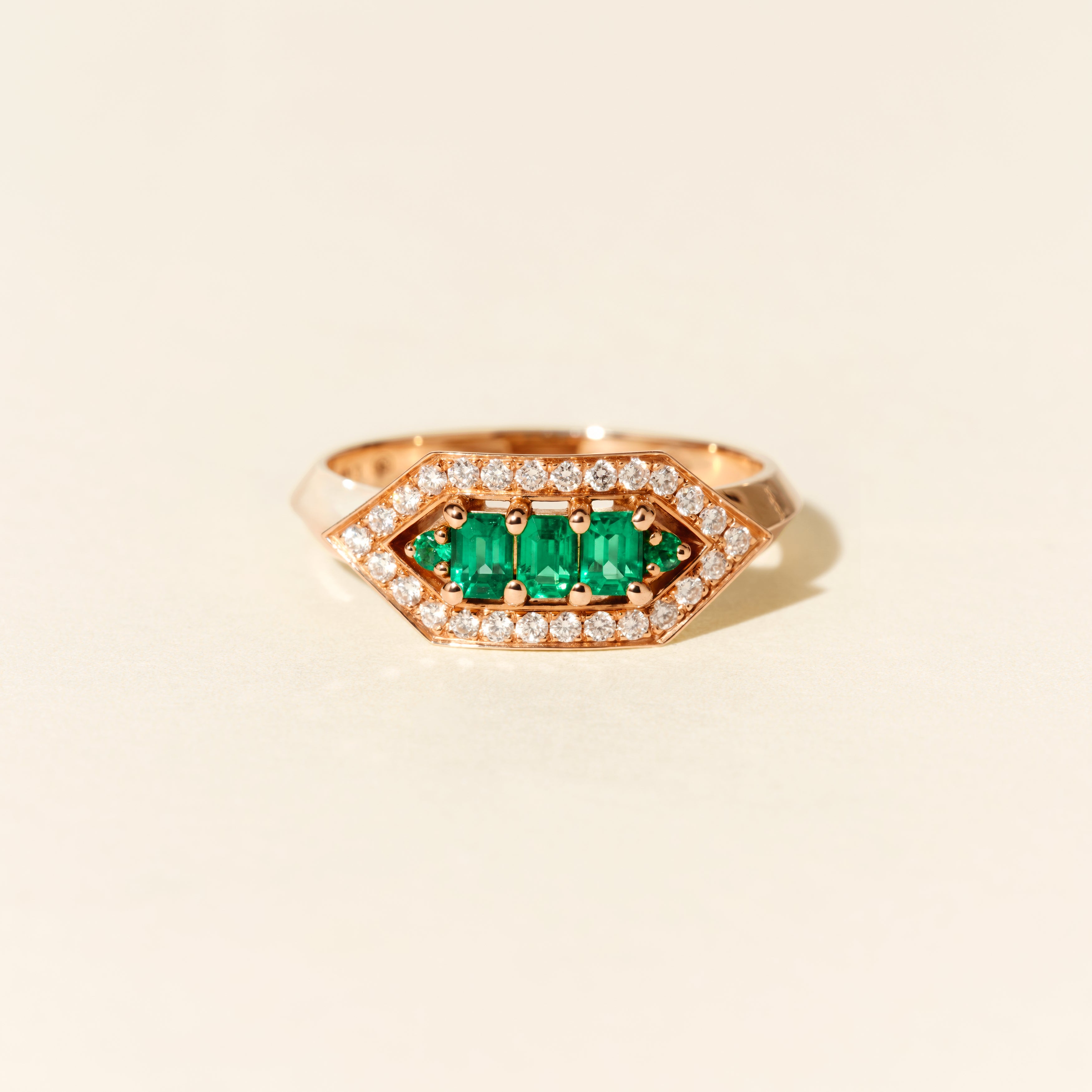 Bague Brooklyn émeraudes - Or rose