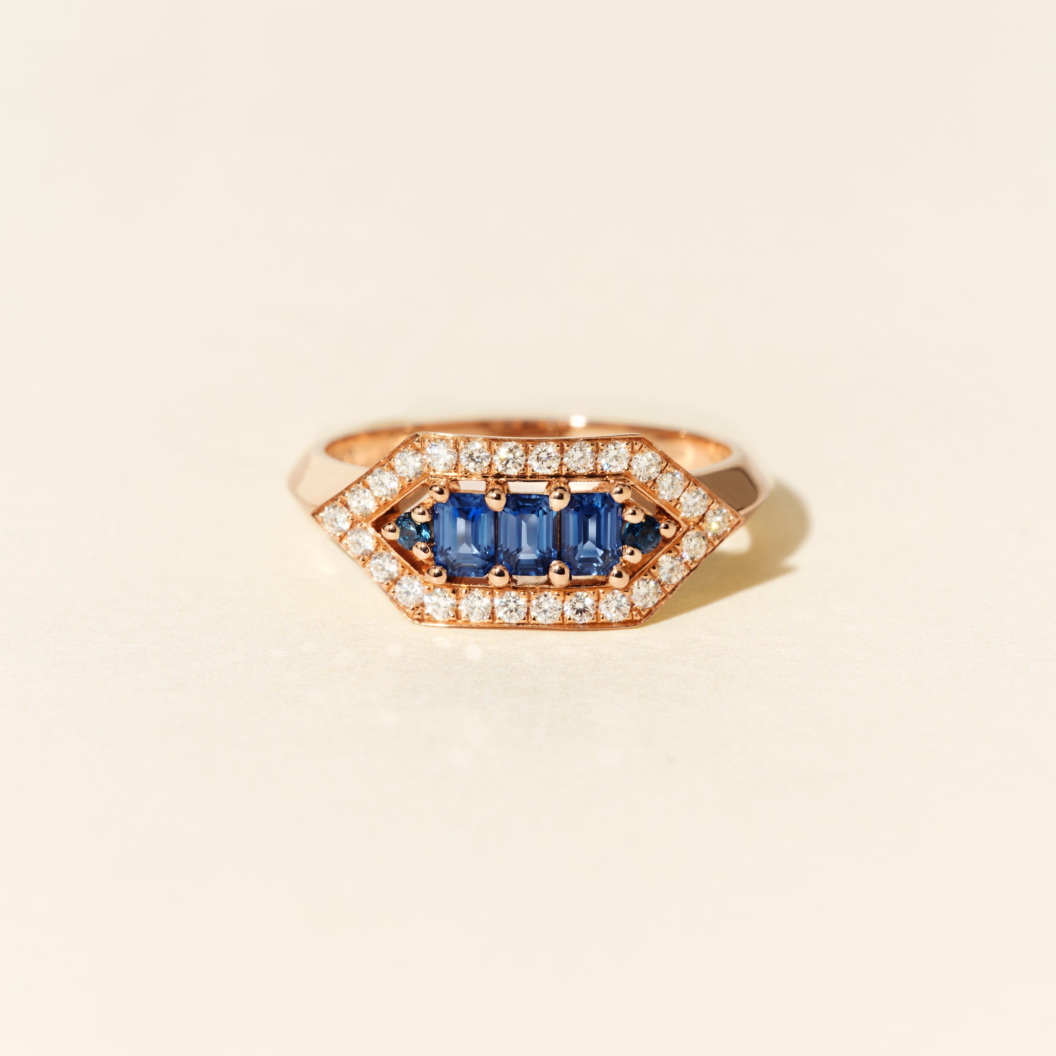 Bague Brooklyn saphirs bleus - Or rose