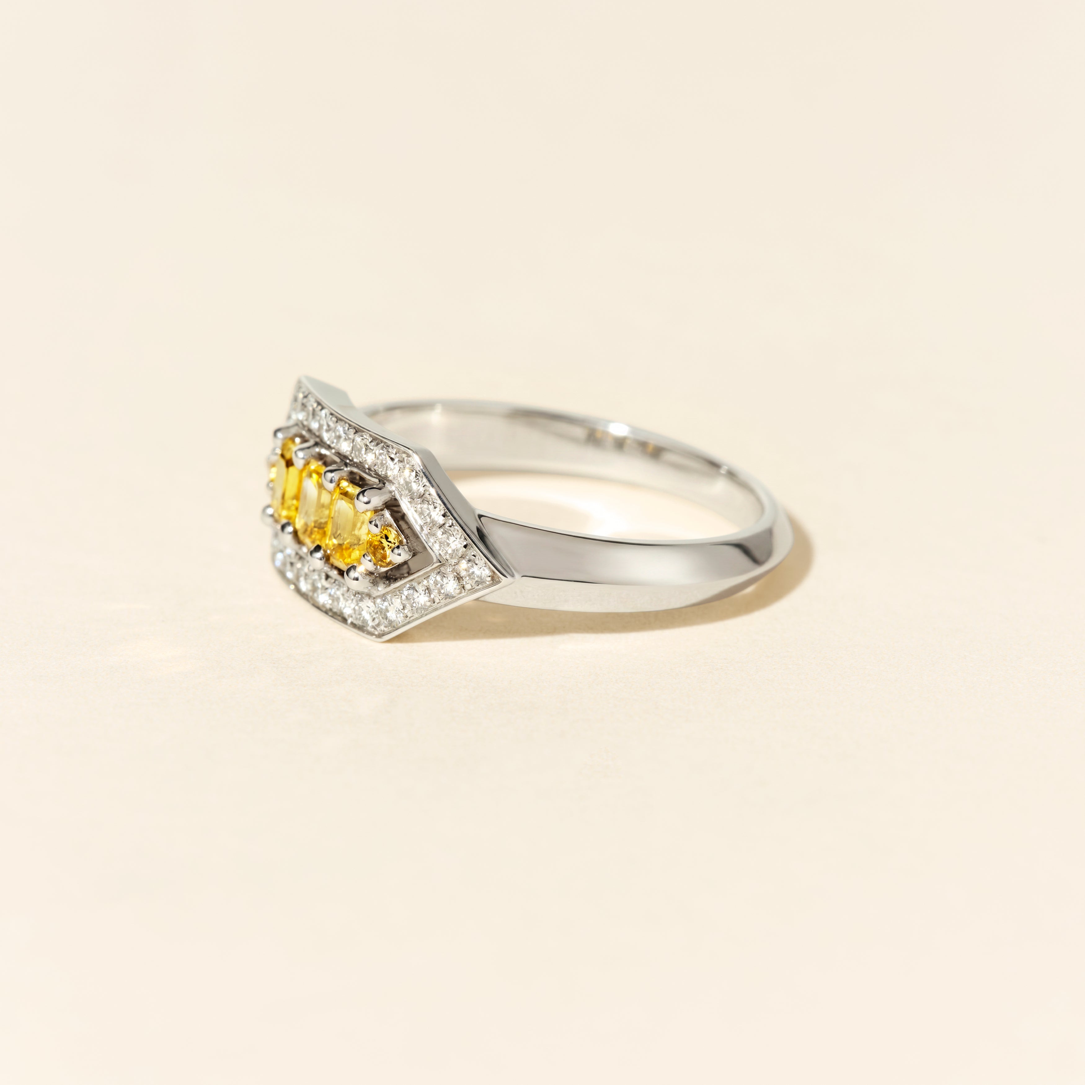 Bague Brooklyn saphirs jaunes - Or blanc