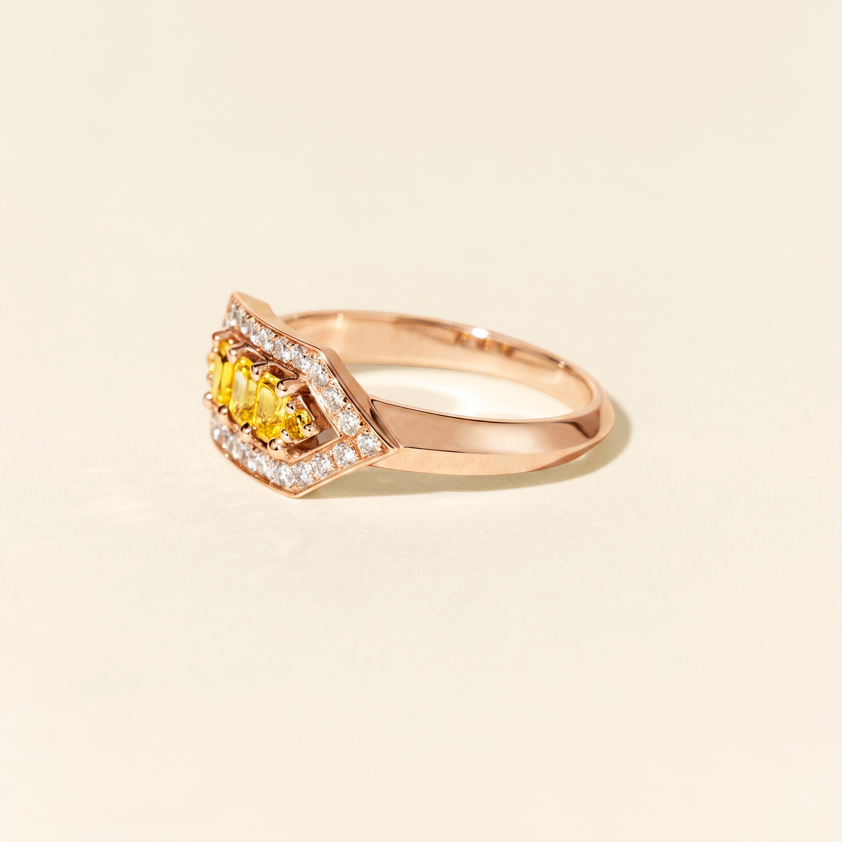 Bague Brooklyn saphirs jaunes - Or rose