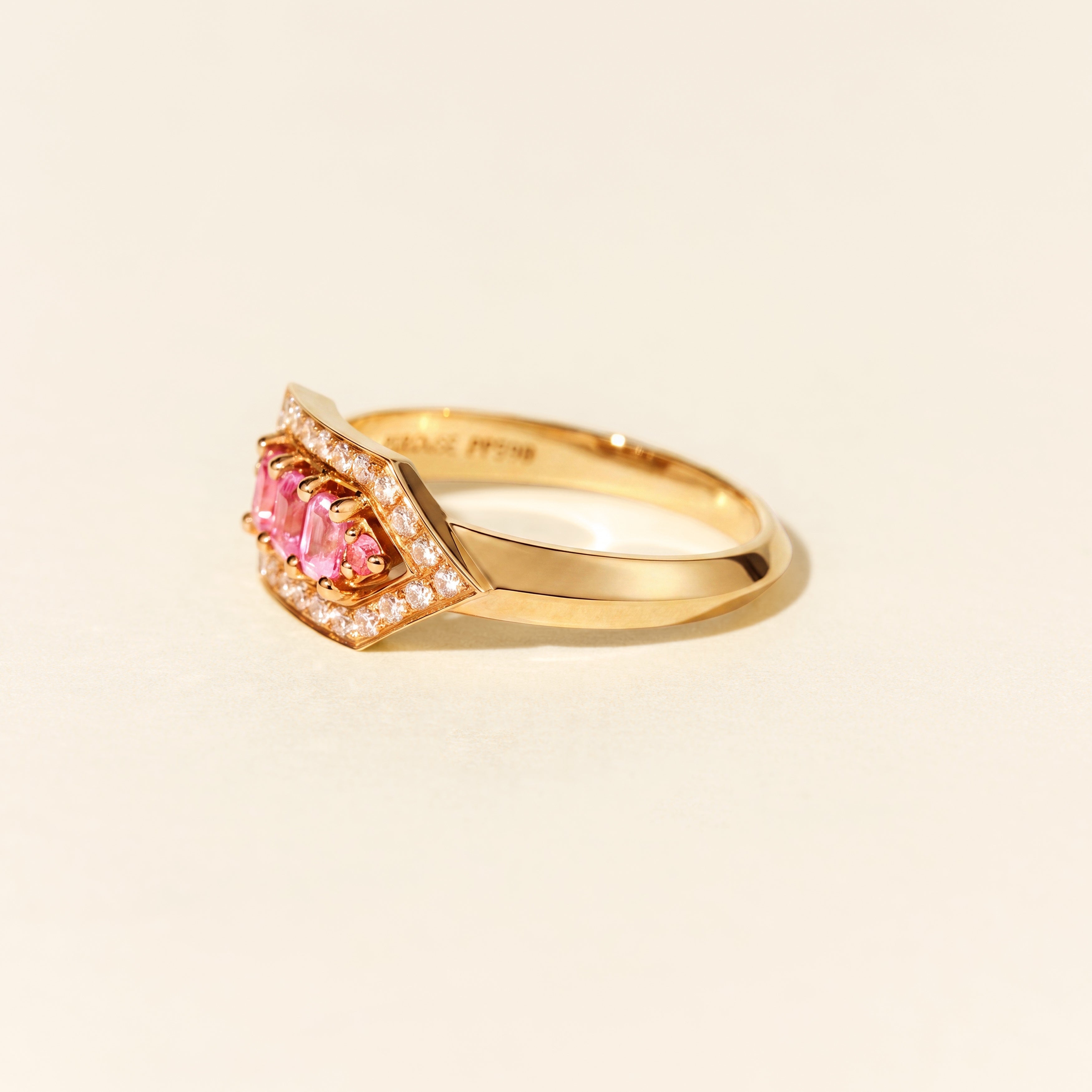 Bague Brooklyn saphirs roses - Or jaune