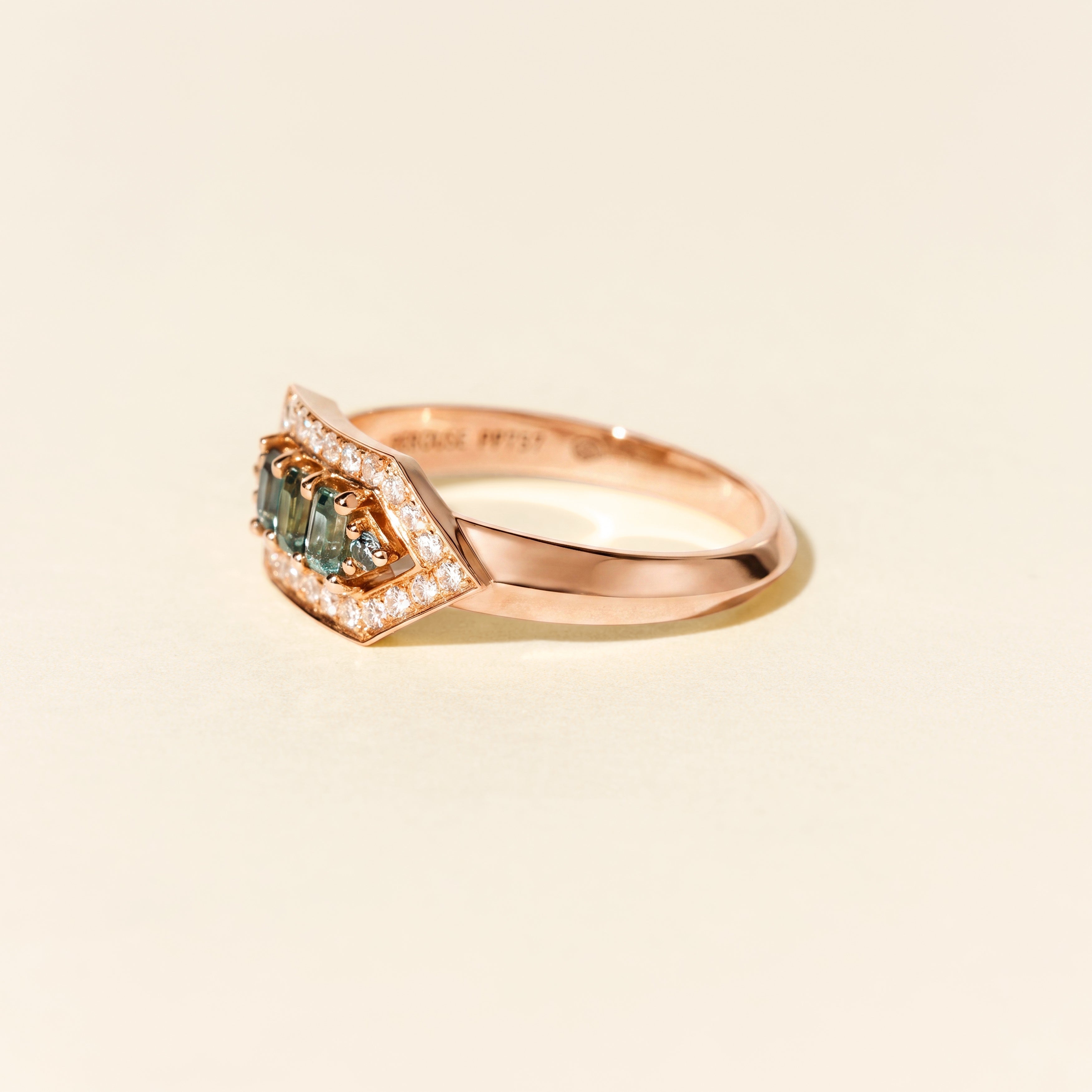 Bague Brooklyn saphirs verts - Or rose