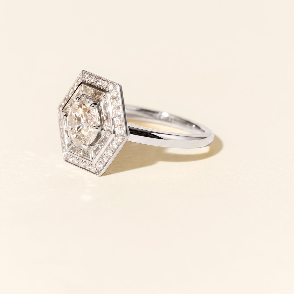 Bague Dallas Hexagon GM 1 carat - Or blanc
