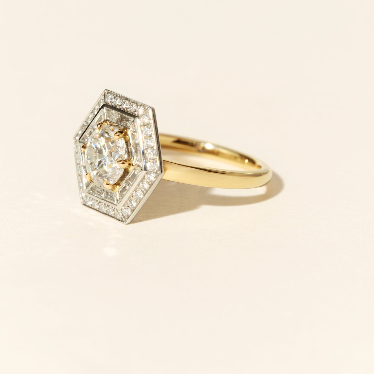Bague Dallas Hexagon GM 1 carat - Or jaune