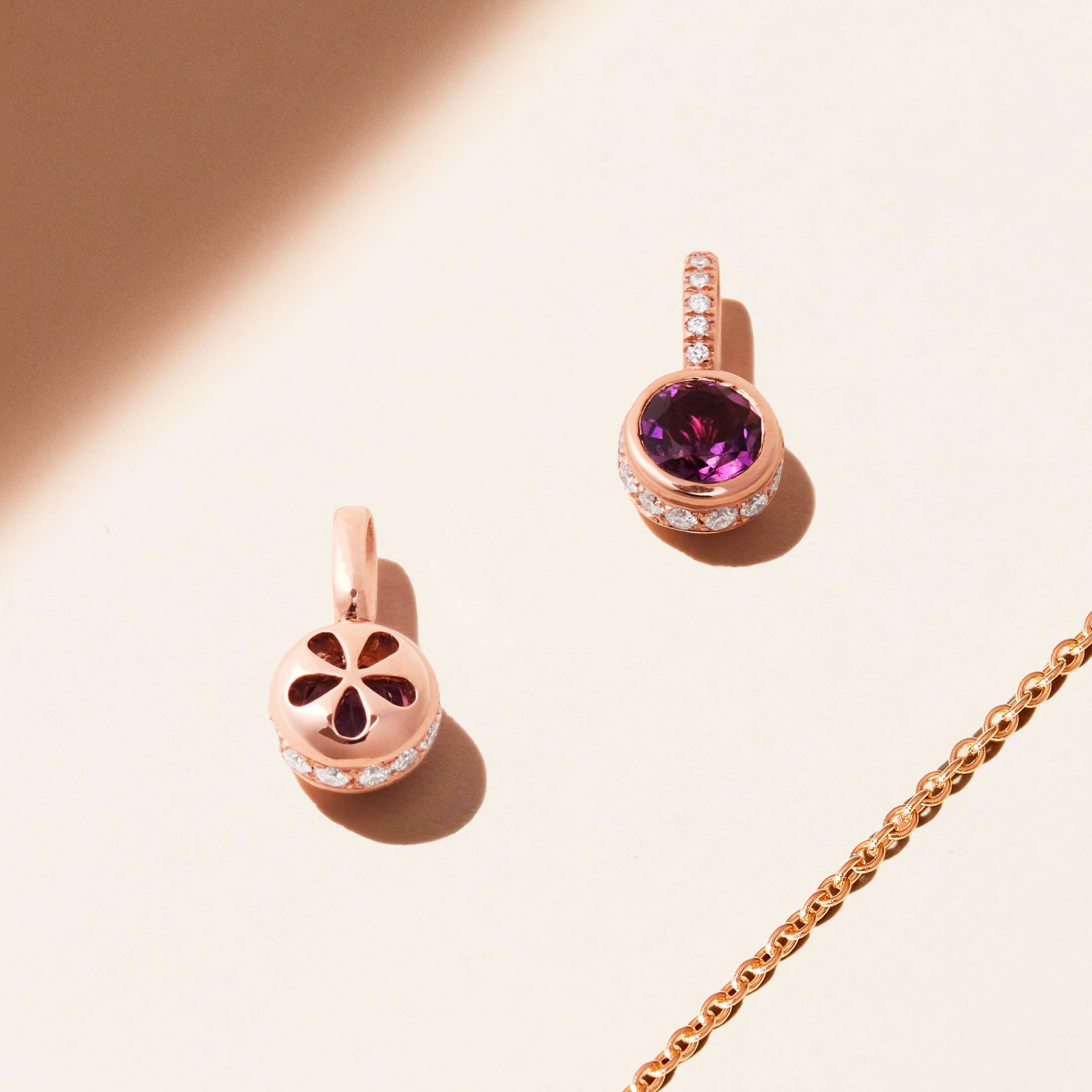 Pendentif - Jaïpur - Améthyste et diamants - Or rose