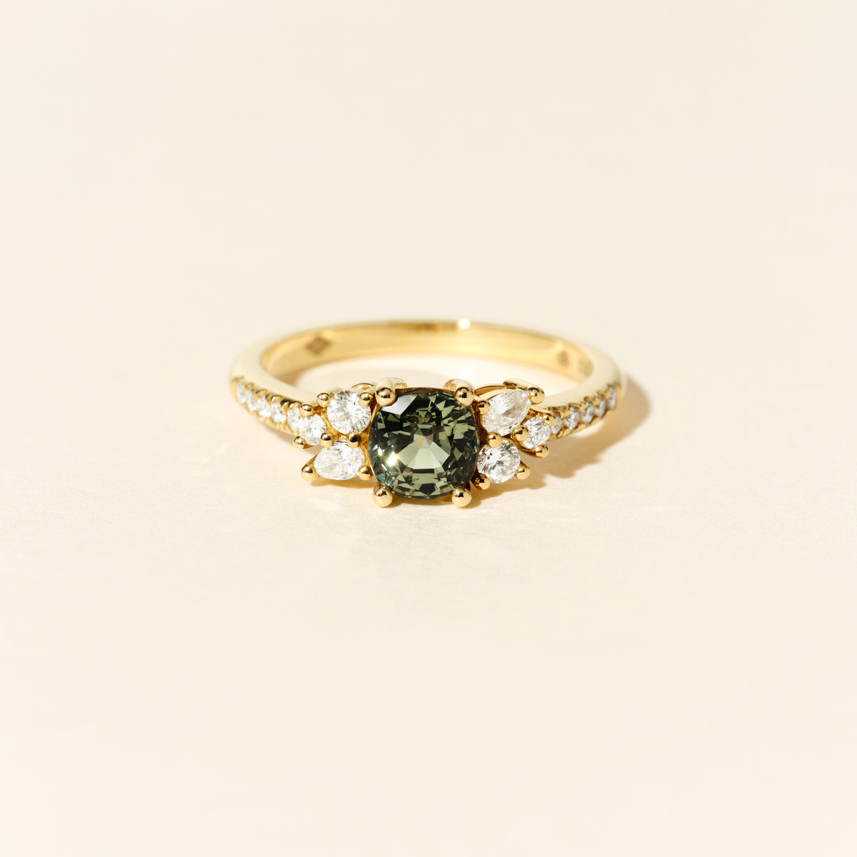 Bague Grenade saphir vert PM - Or jaune