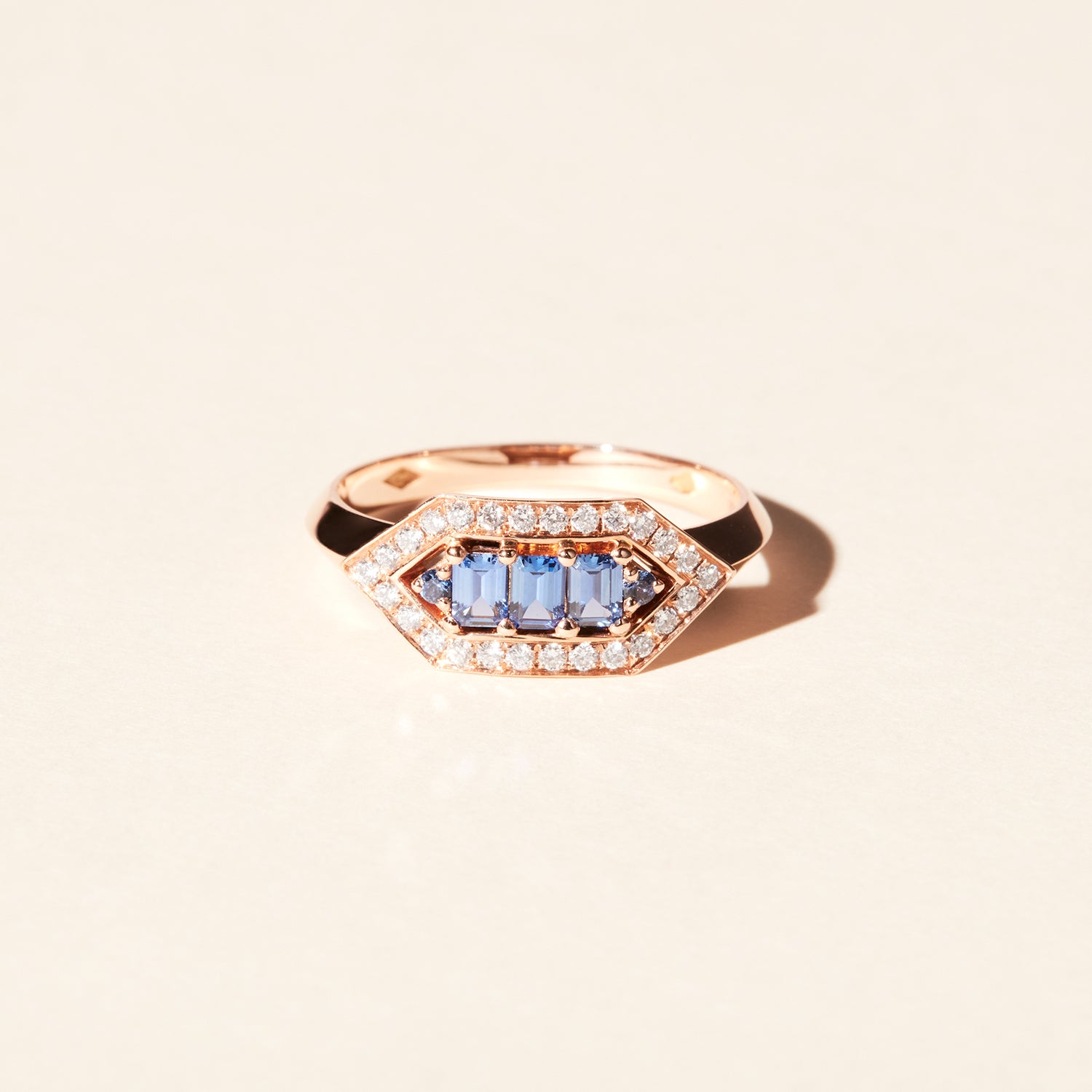 Bague Brooklyn saphirs bleus - Or rose