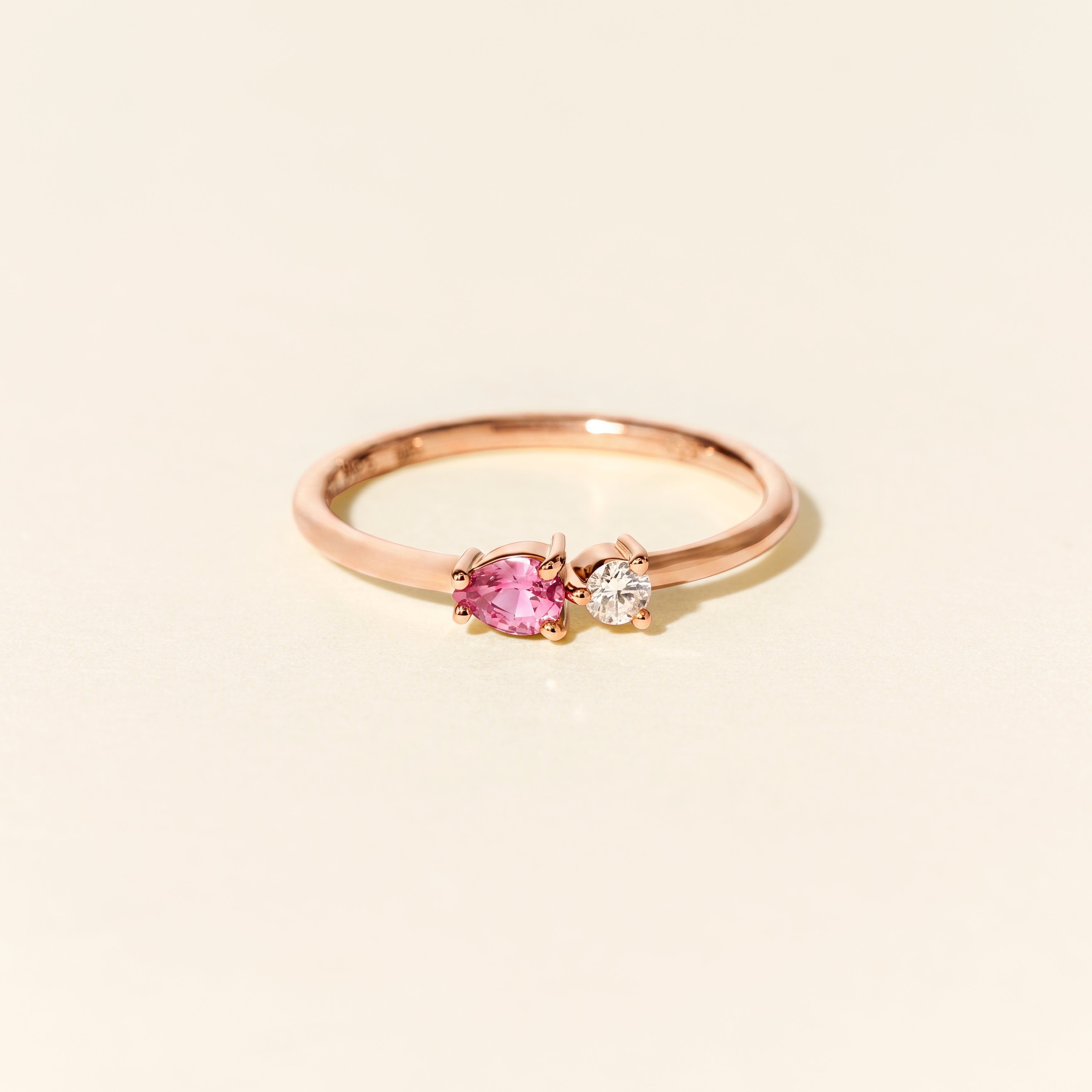 Bague Jasmin saphir rose et diamant - Or rose