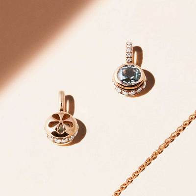 Pendentif - Jaïpur - Aigue marine et diamants - Or rose