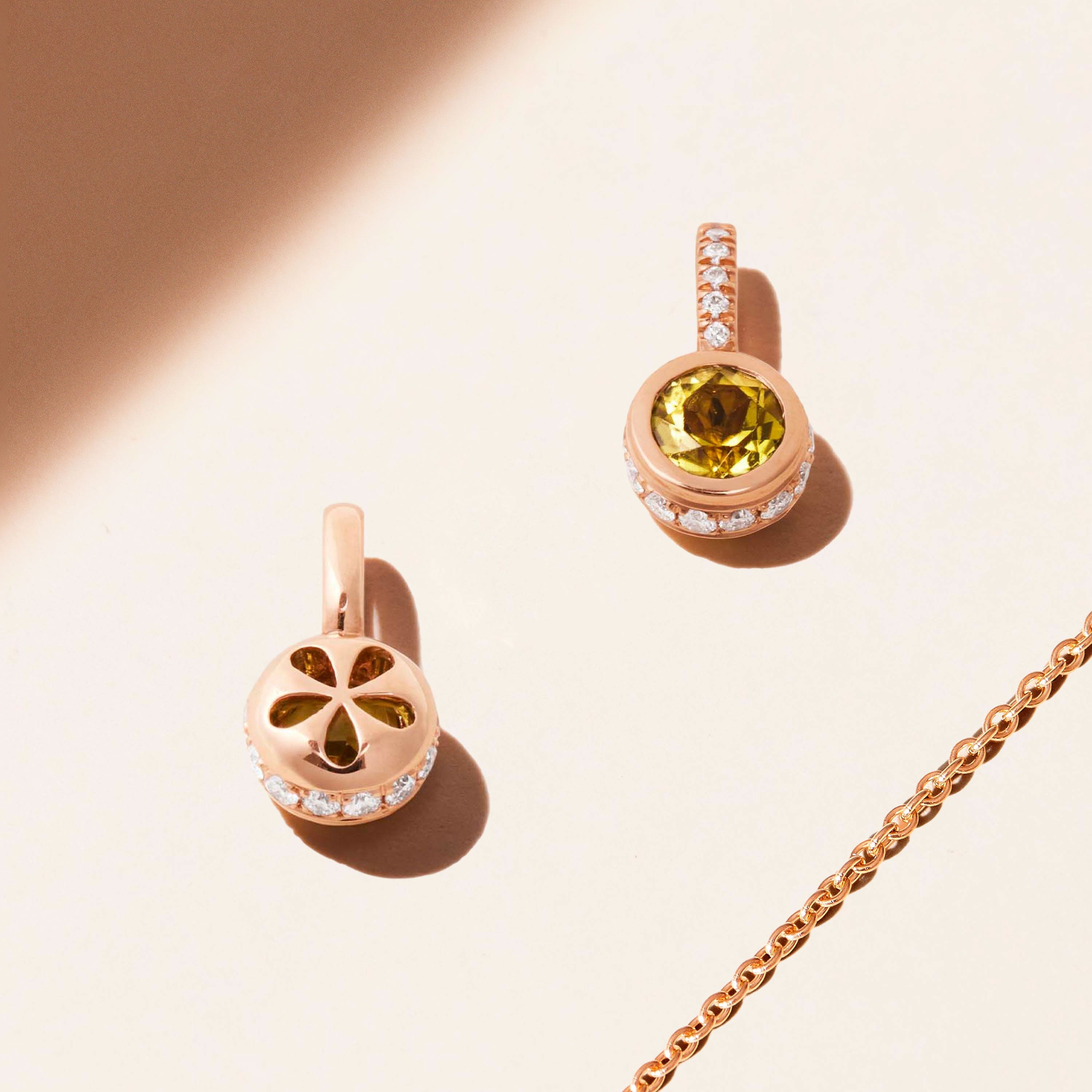 Pendentif - Jaïpur - Péridot et diamants - Or jaune