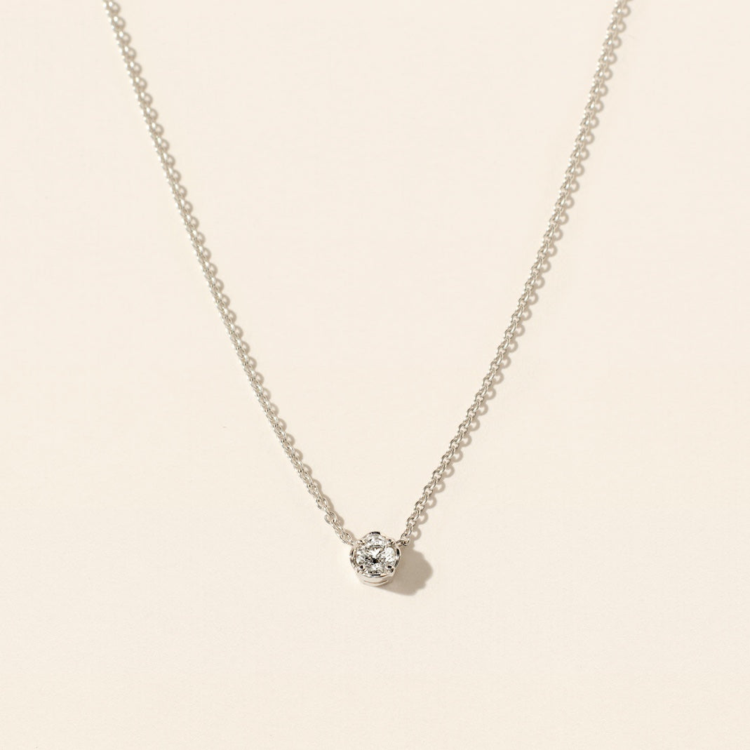 Collier - Serti Pérouse - Diamant 0.30 ct - Or blanc
