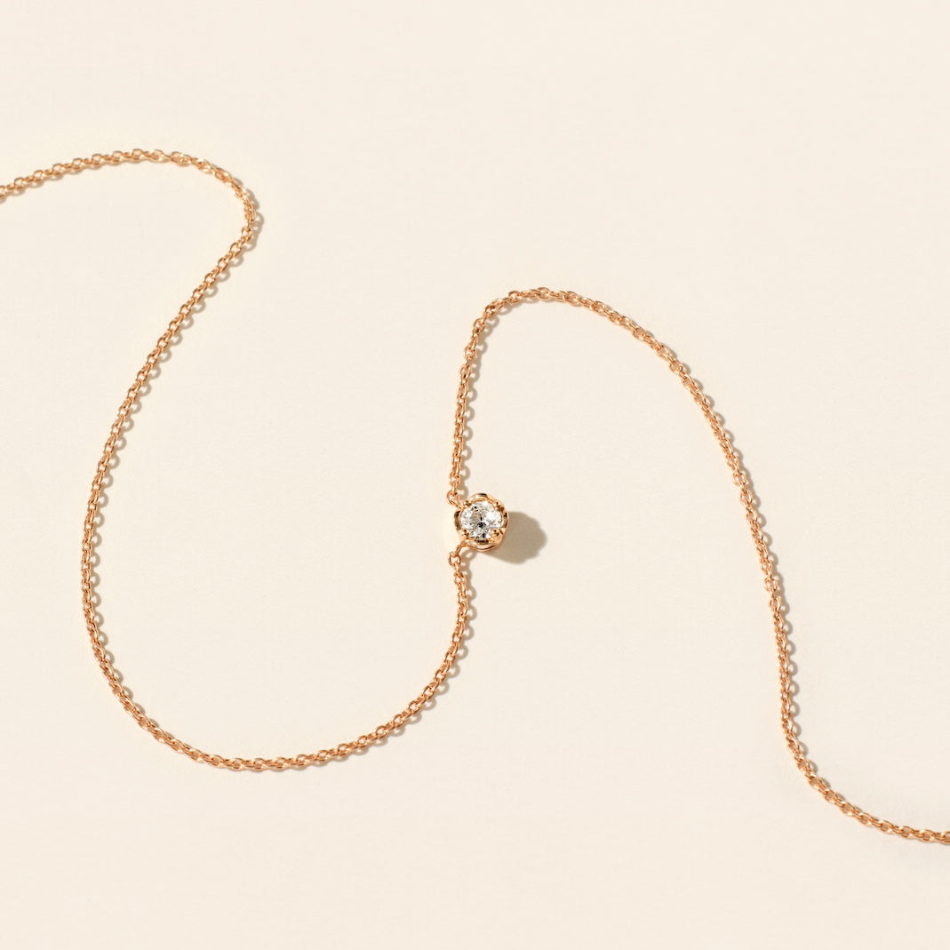 Collier - Serti Pérouse - Diamant 0.25 ct - Or rose