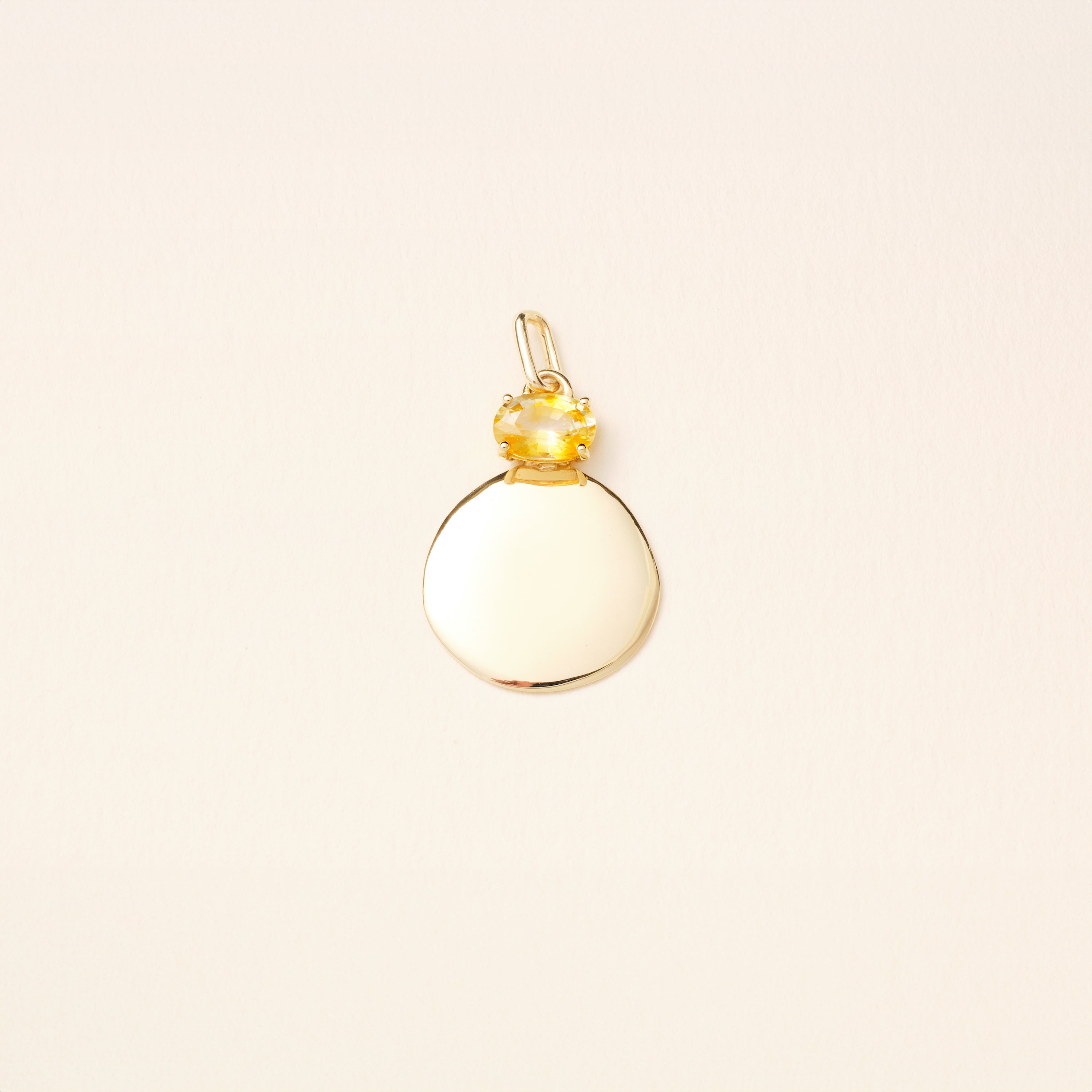 Pendentif - Médaille - Fragments saphir jaune orangé - Or jaune