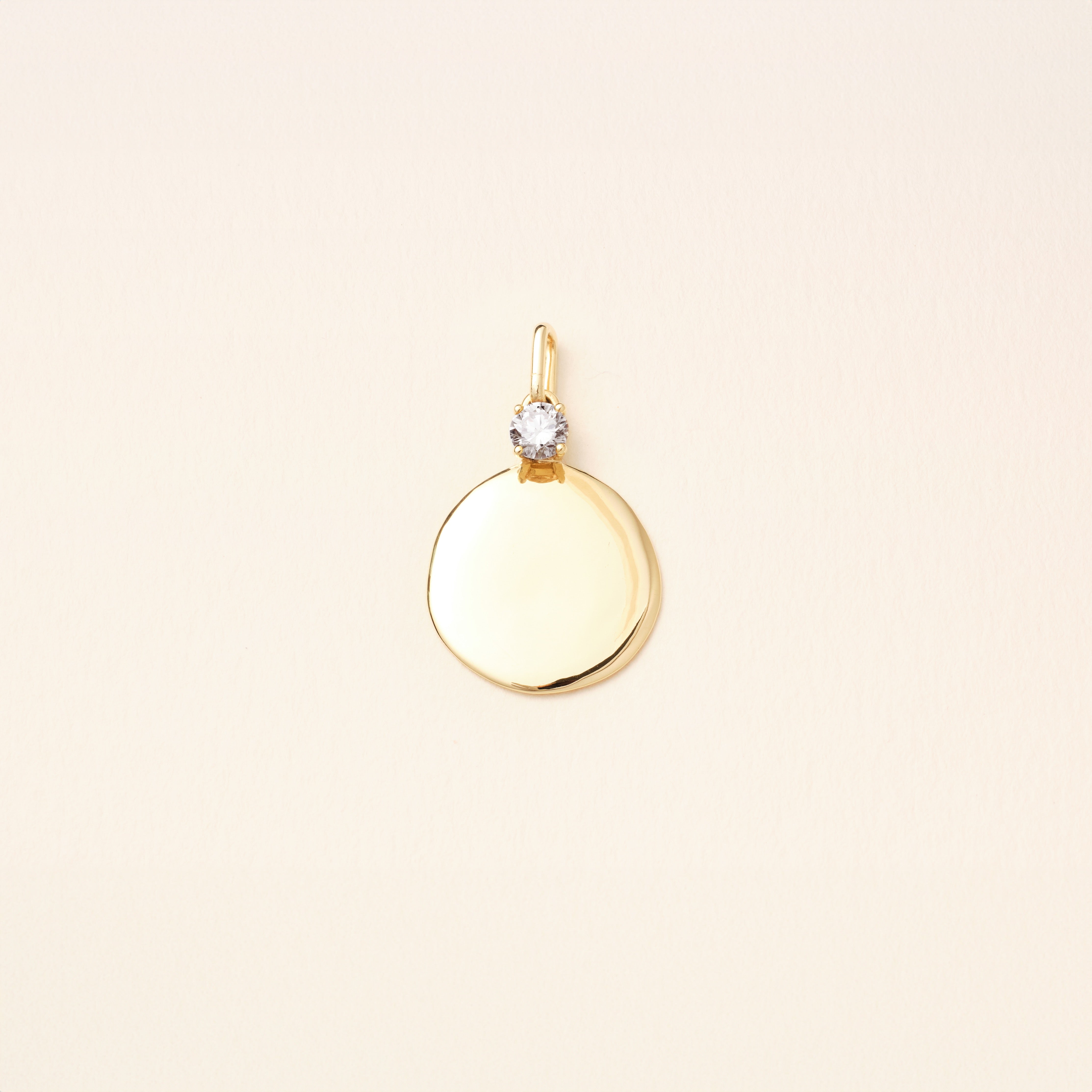 Pendentif - Médaille - Fragments diamant rond 0.20 carat - Or jaune