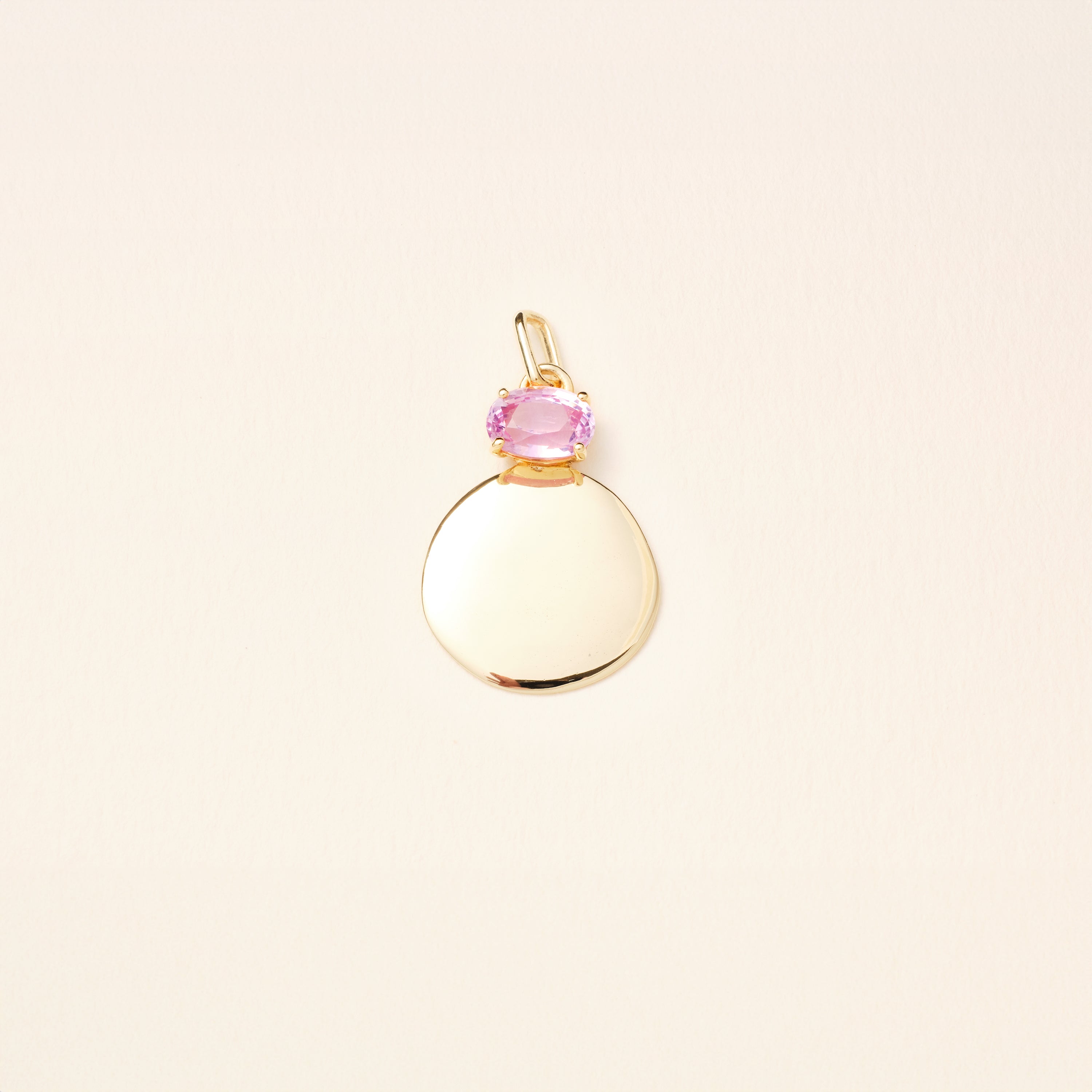 Pendentif - Médaille - Fragments saphir rose oval - Or jaune