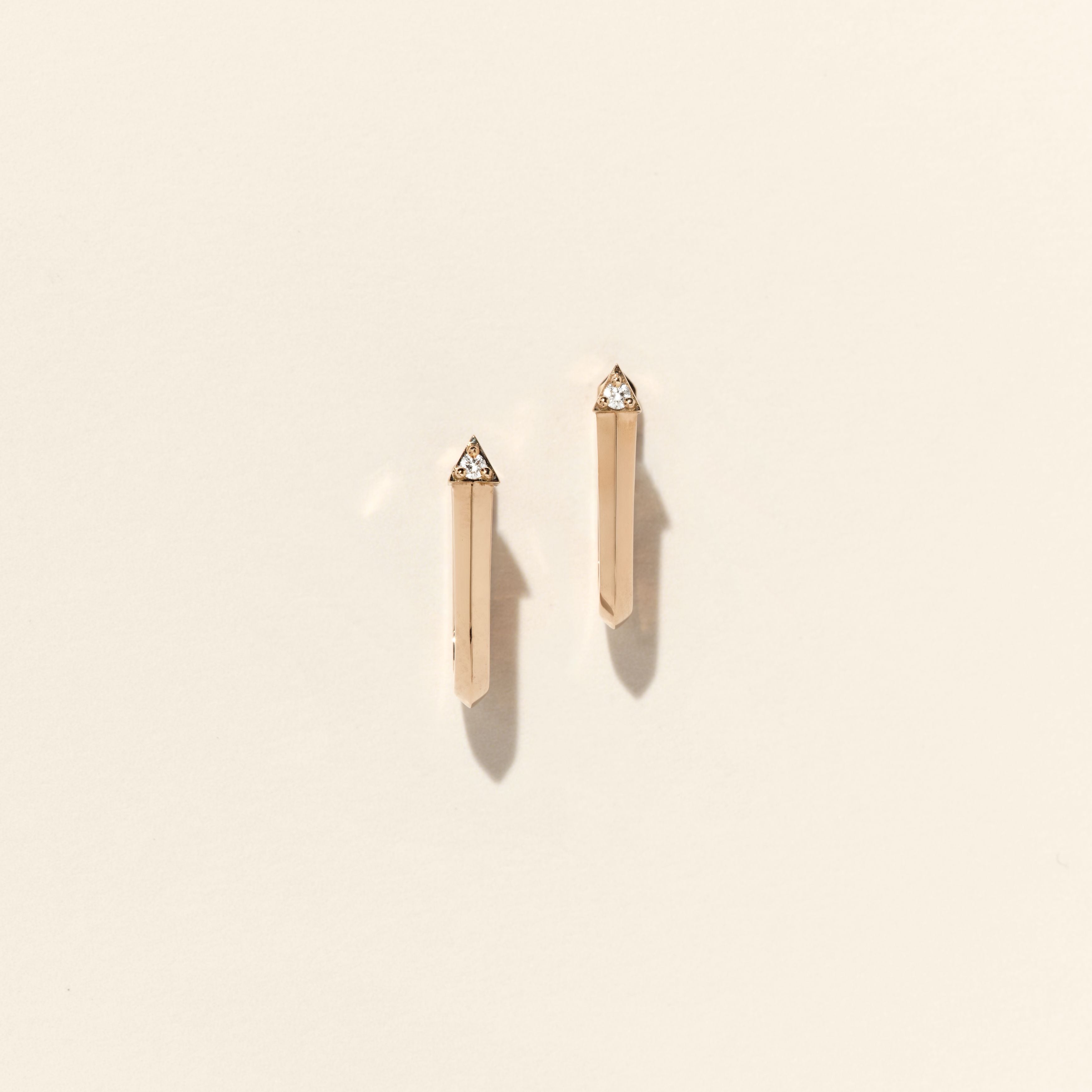 Boucles d'oreilles - Brooklyn - Fil couteau diamants - Or rose
