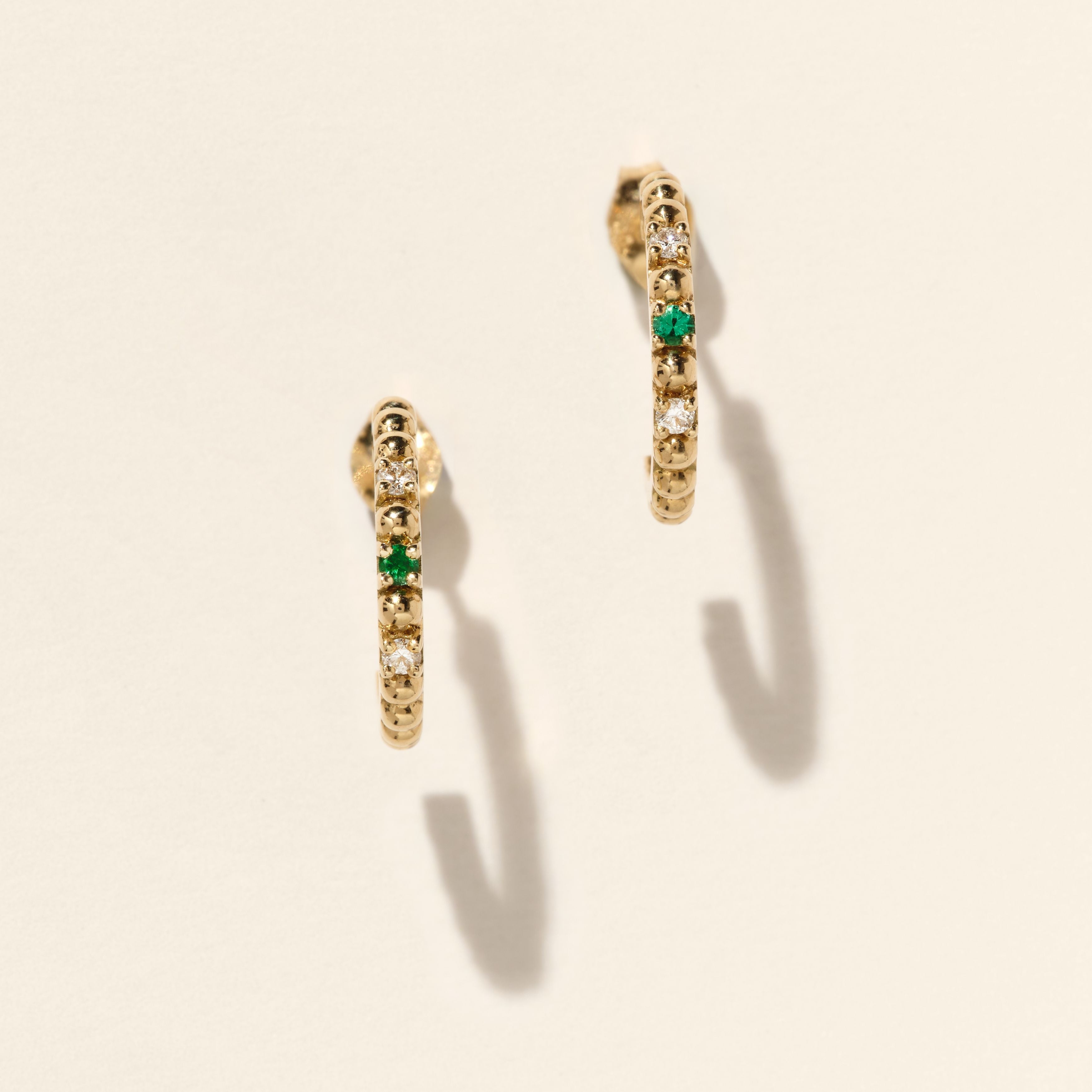 Boucles d'oreilles - Alma - Emeraude et diamants - Or jaune