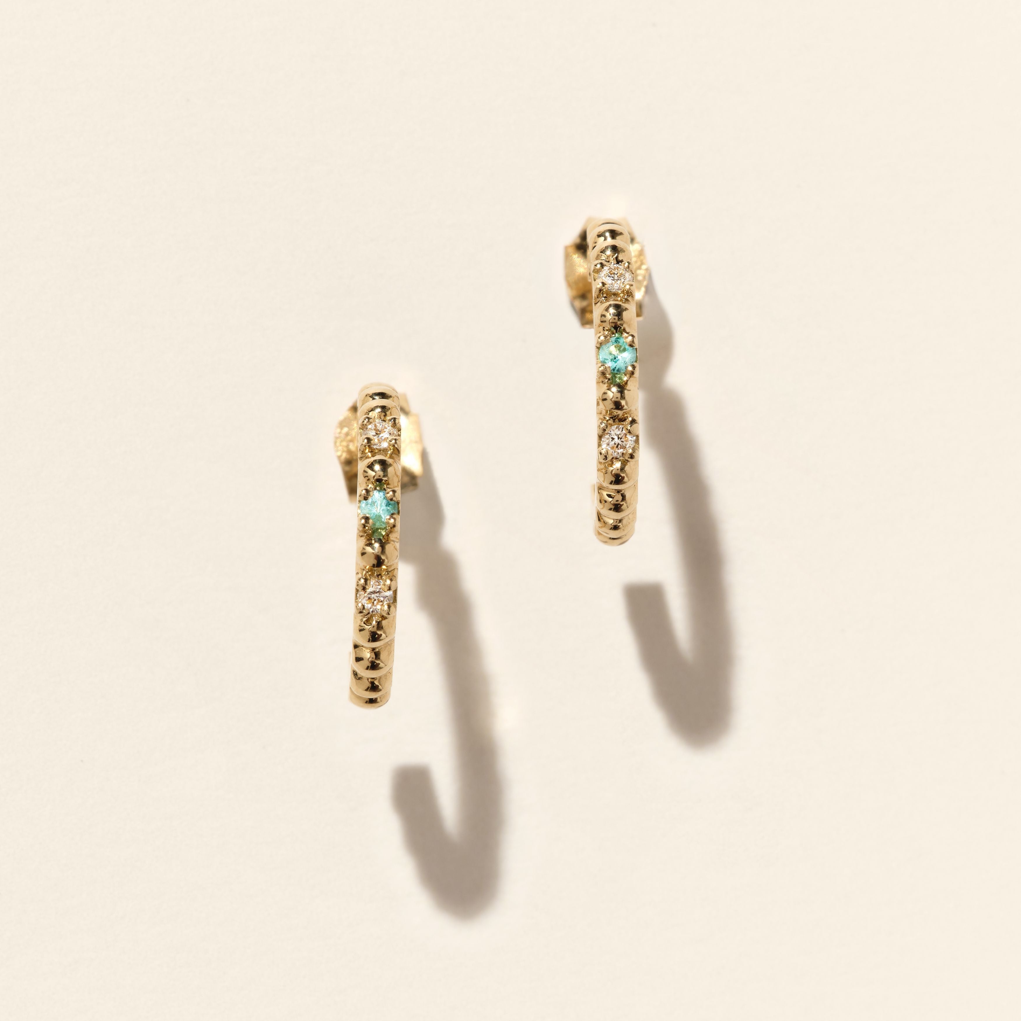 Boucles d'oreilles - Alma - Tourmaline paraïba et diamants - Or jaune