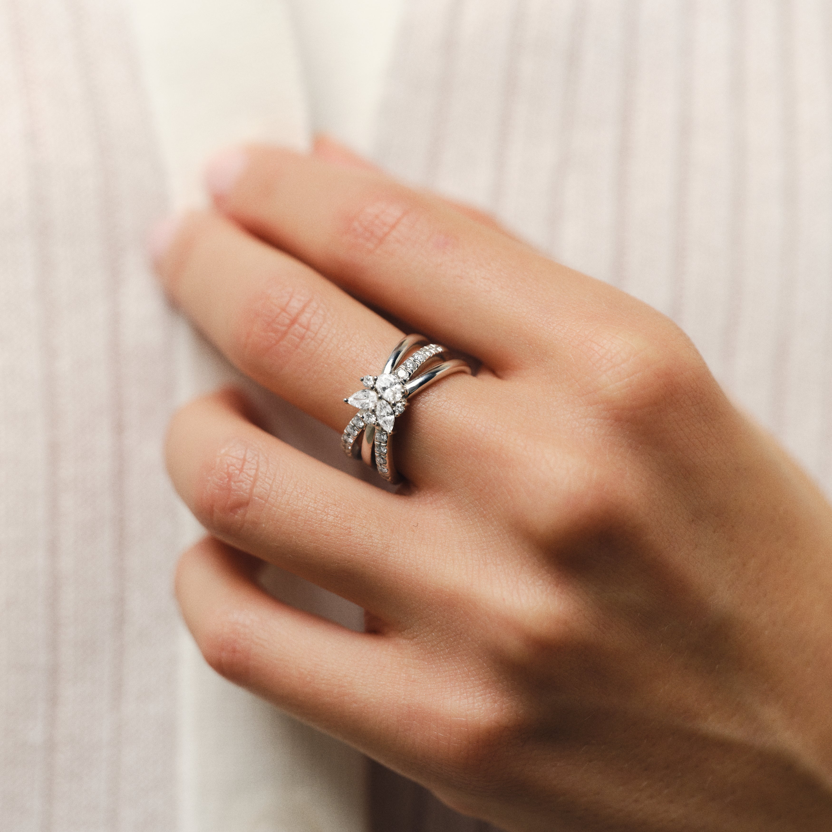 Bague Bouquet Solitaire - Or blanc