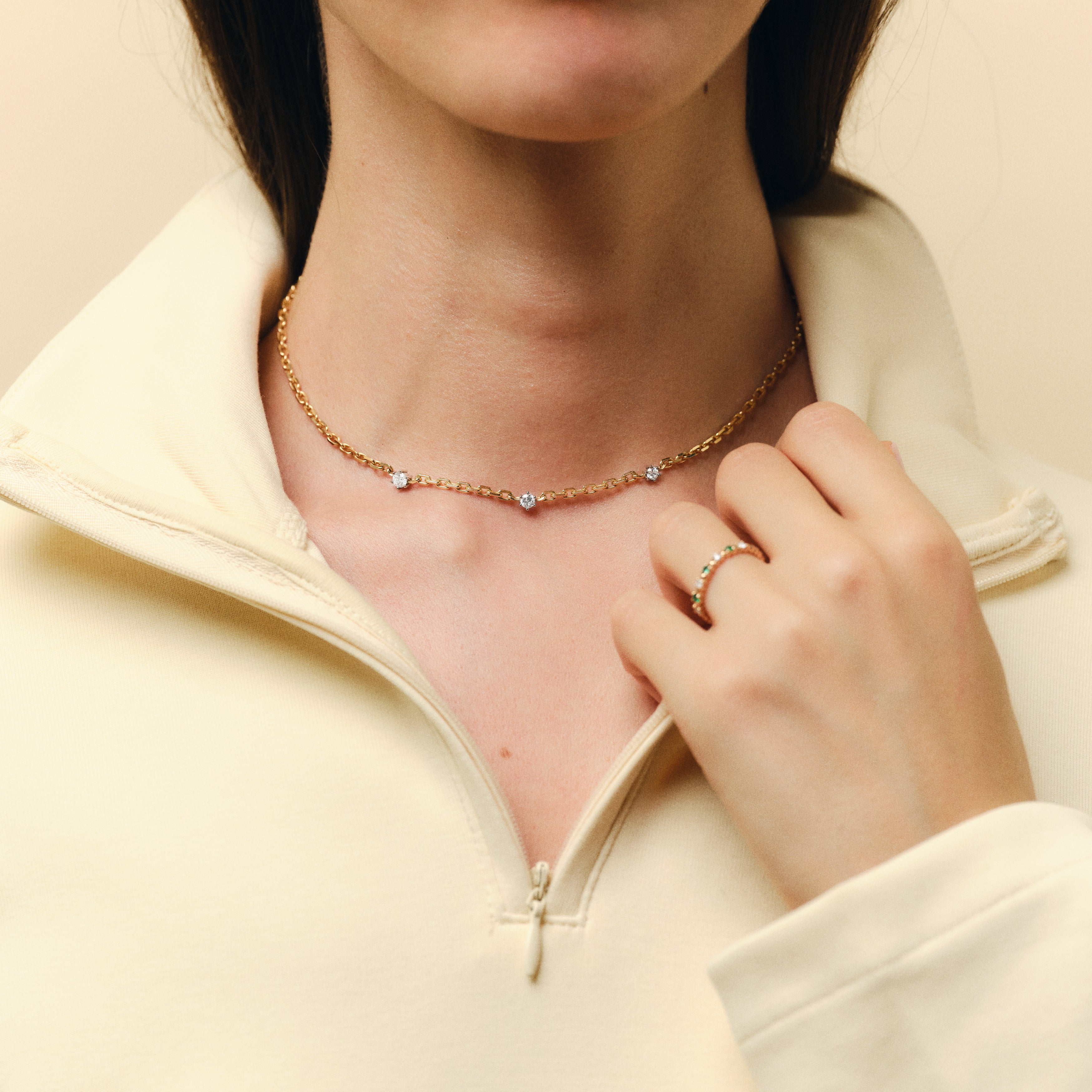 Choker - Tasman - Large trio - Yellow gold
